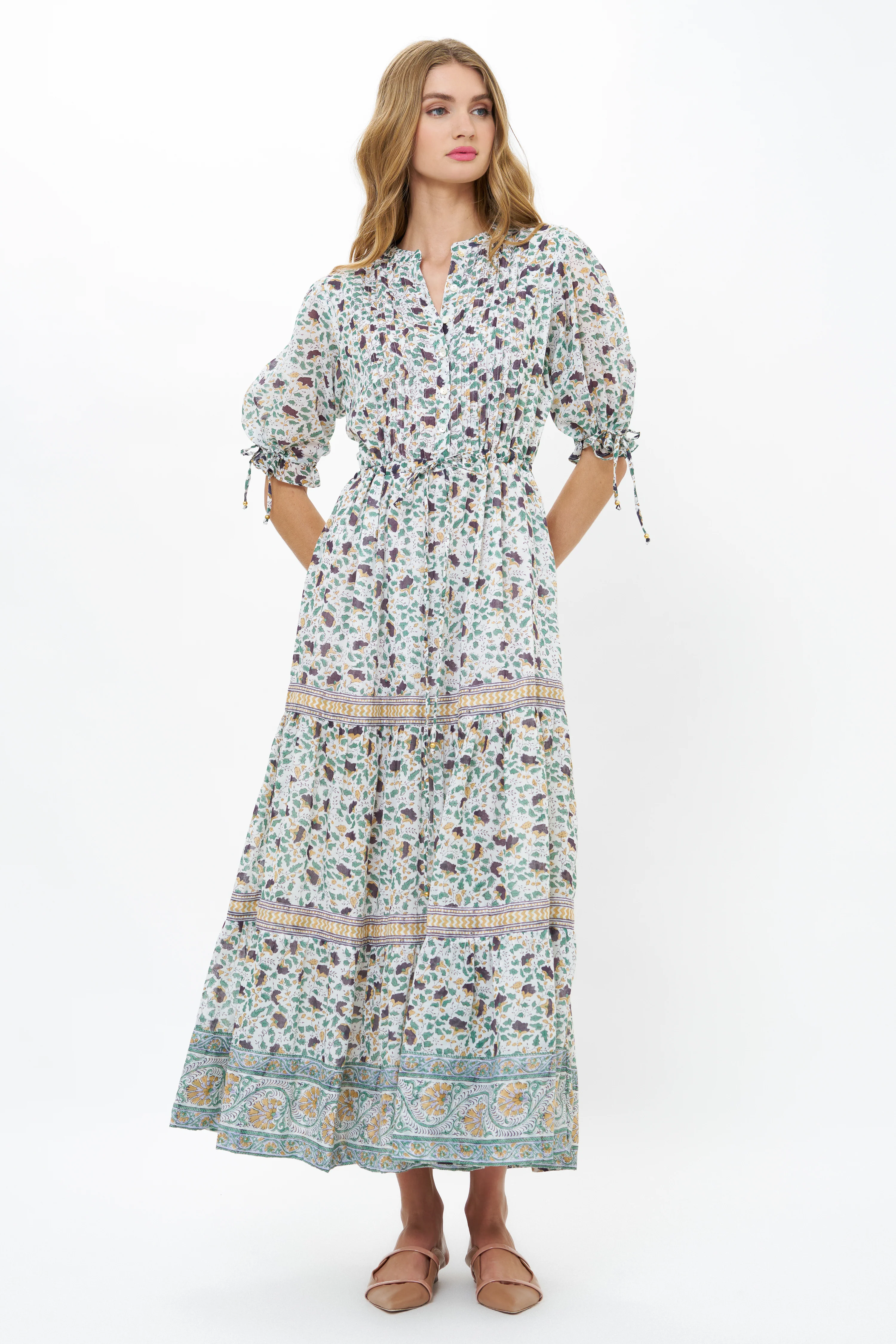 Cinched Pintuck Maxi- Cotswold Green - Image 6