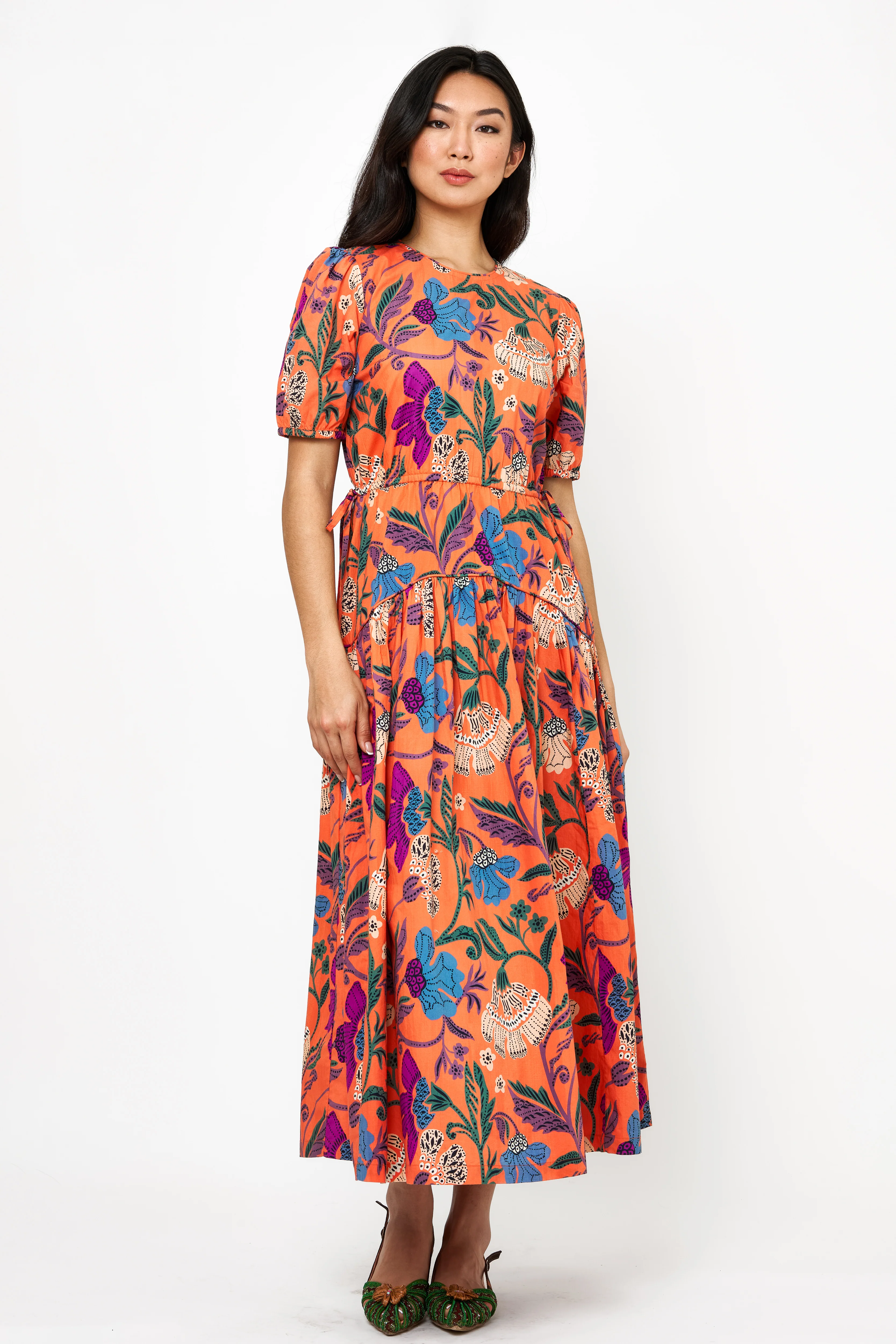 Cinched Waist Puff Maxi- Turin Red - Image 5
