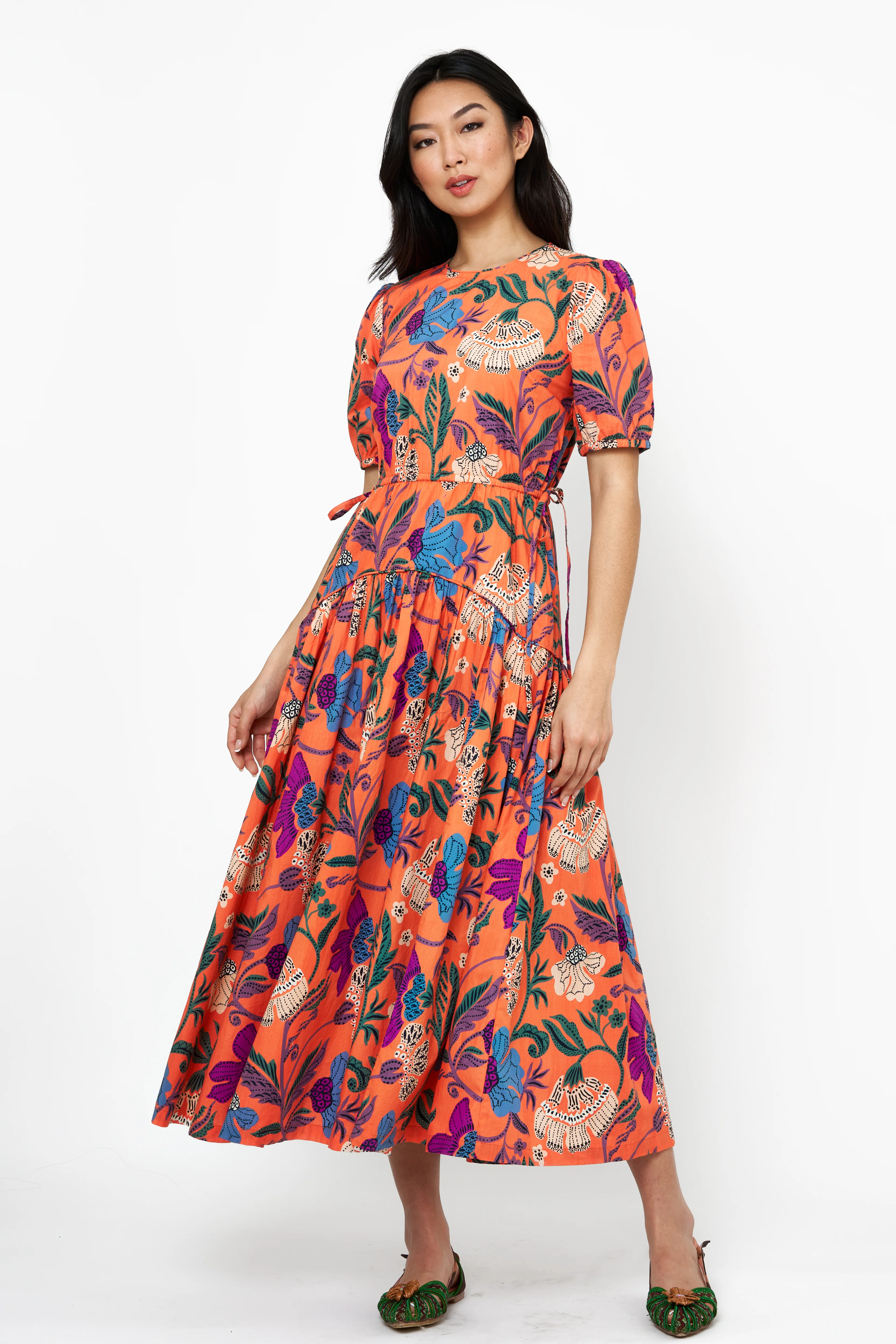 Cinched Waist Puff Maxi- Turin Red - Image 6