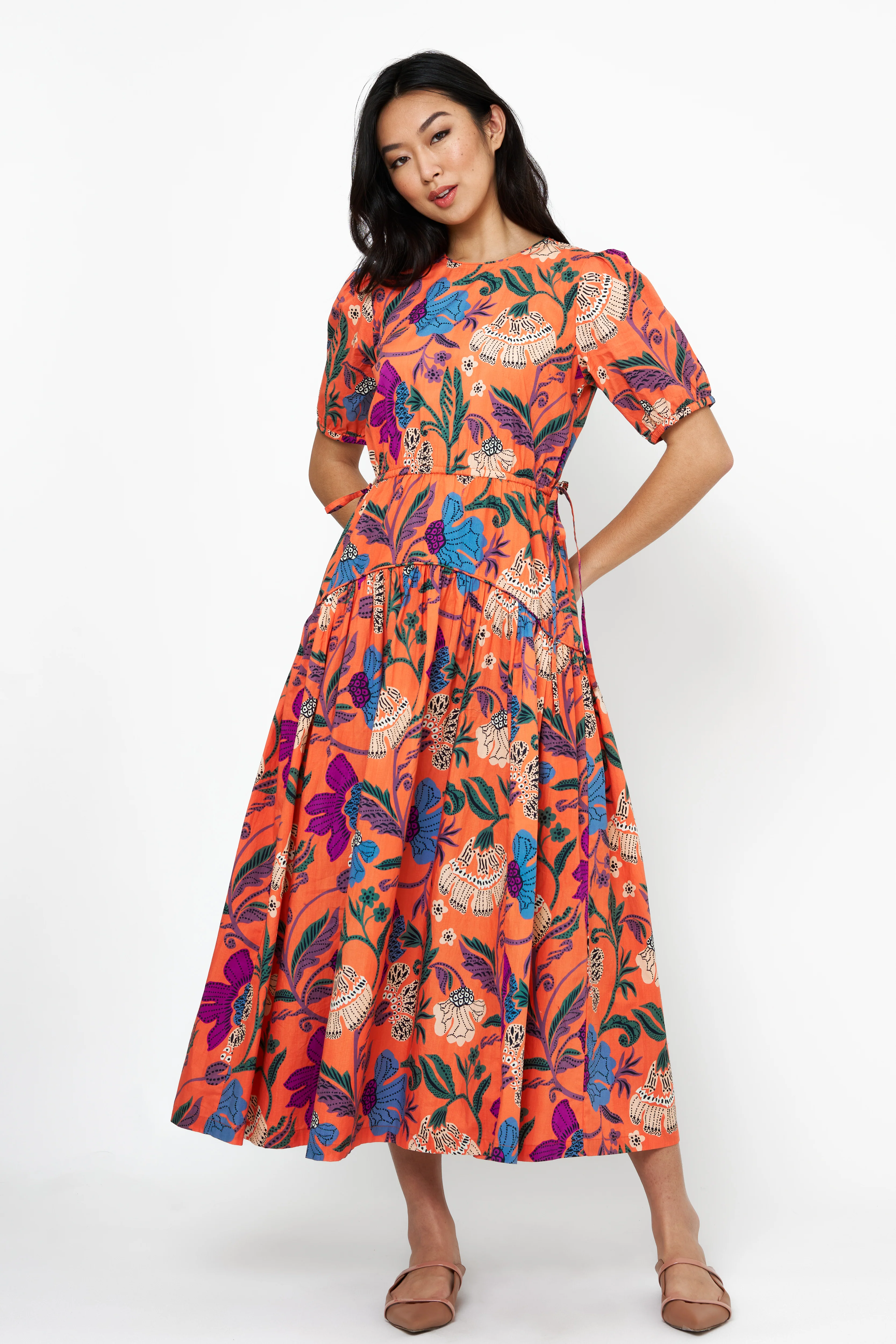 Cinched Waist Puff Maxi- Turin Red - Image 8