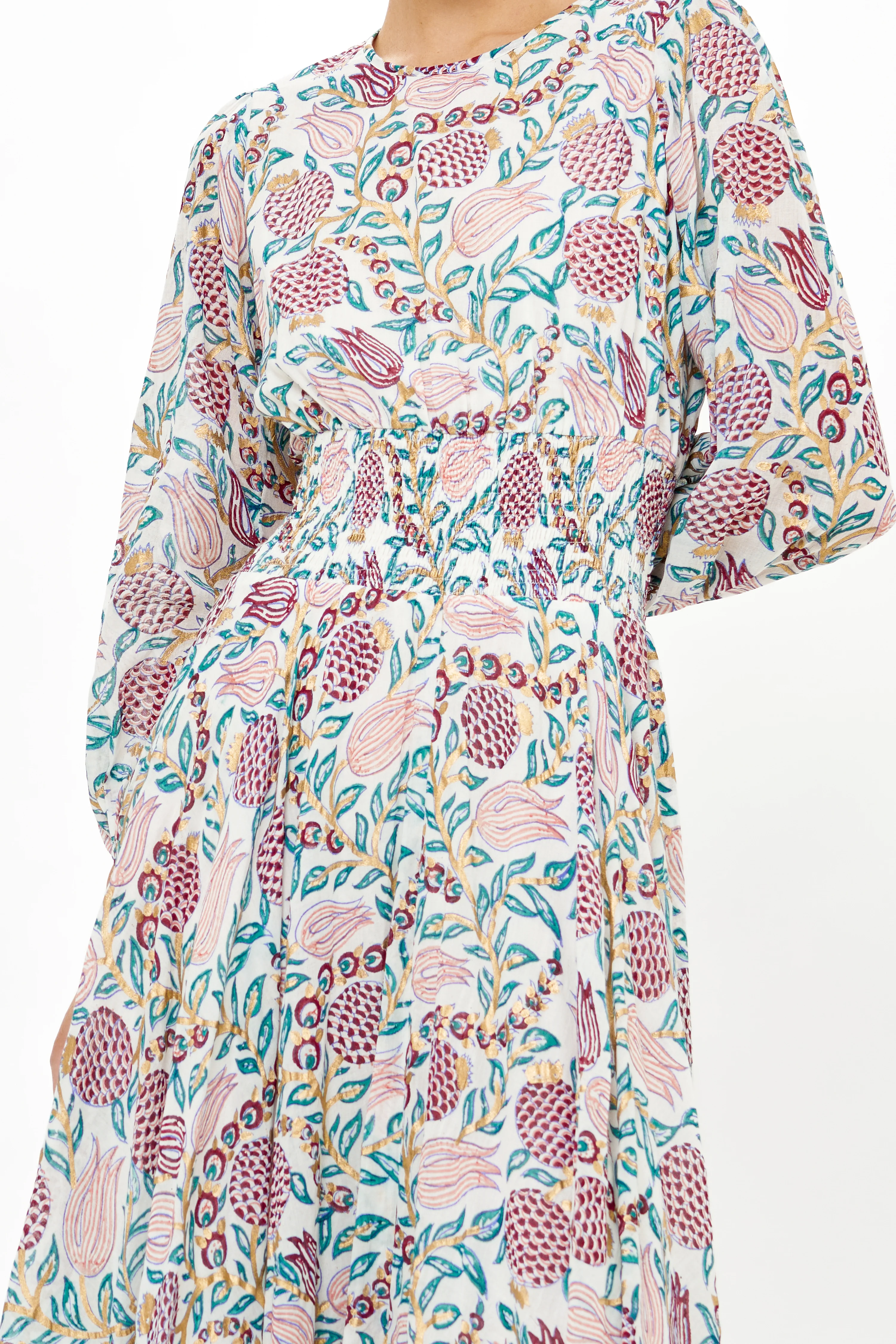 Smocked Waist Crew Neck Maxi- Tupi Teal - Image 10