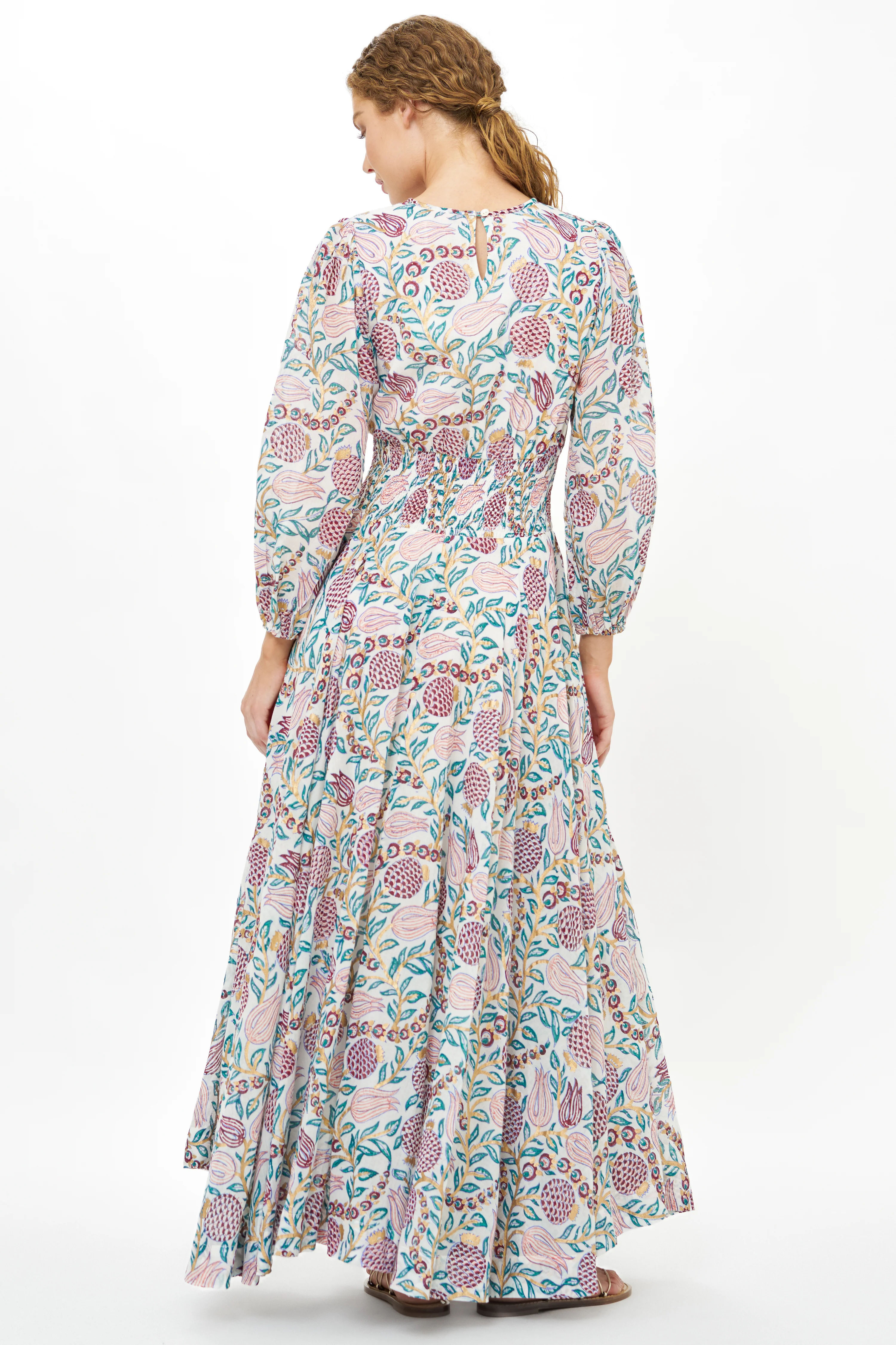 Smocked Waist Crew Neck Maxi- Tupi Teal - Image 11