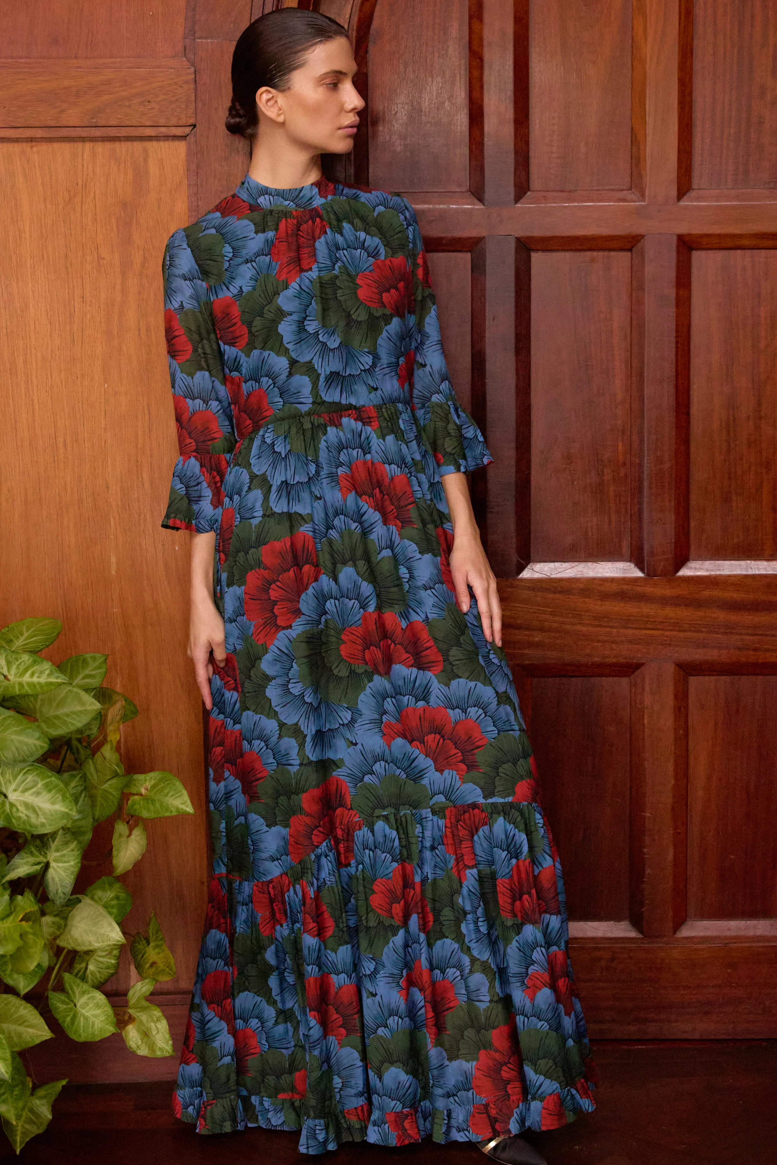 High Neck Bell Maxi- Madrid Blue - Image 3