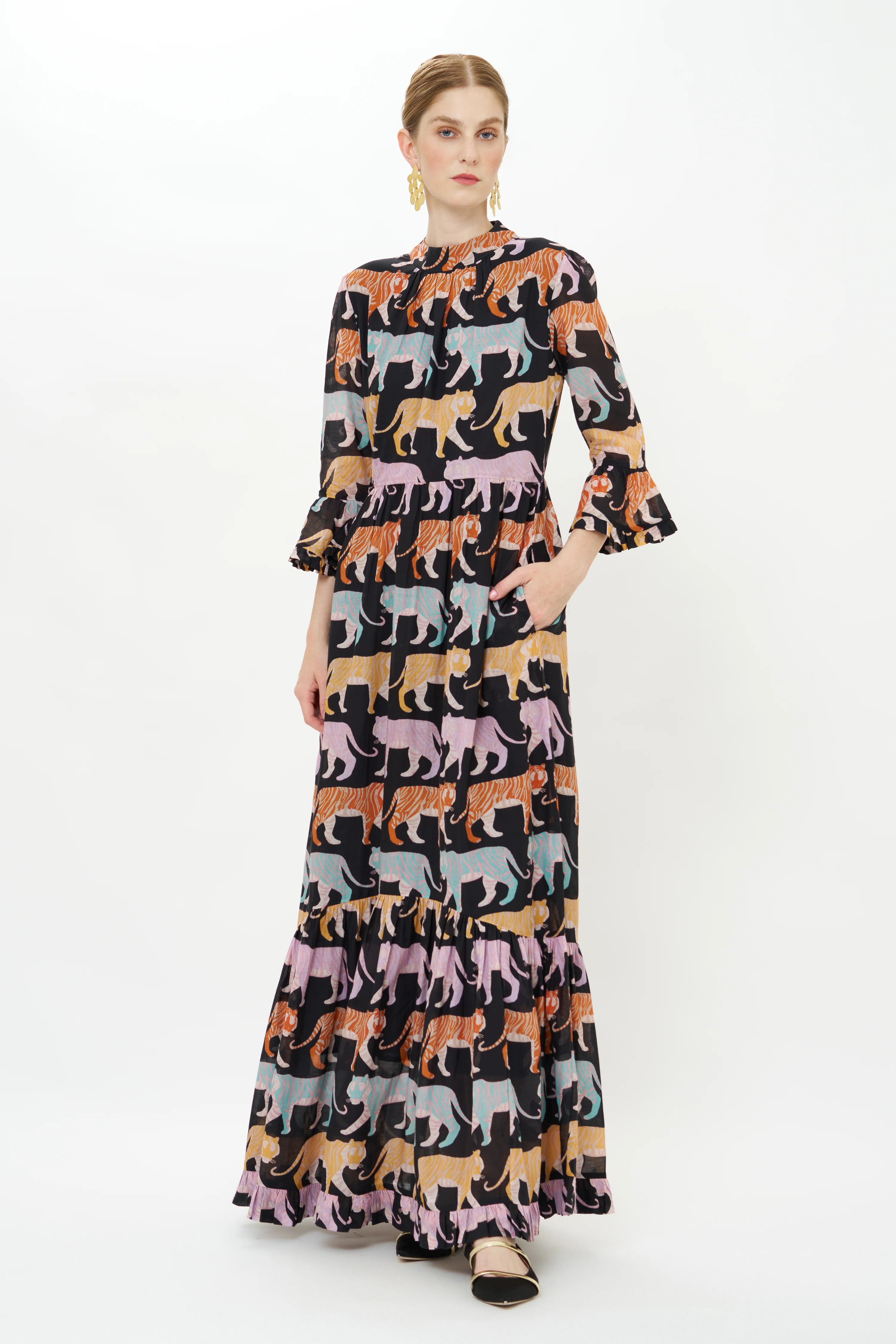 High Neck Bell Maxi- Raj Black - Image 6
