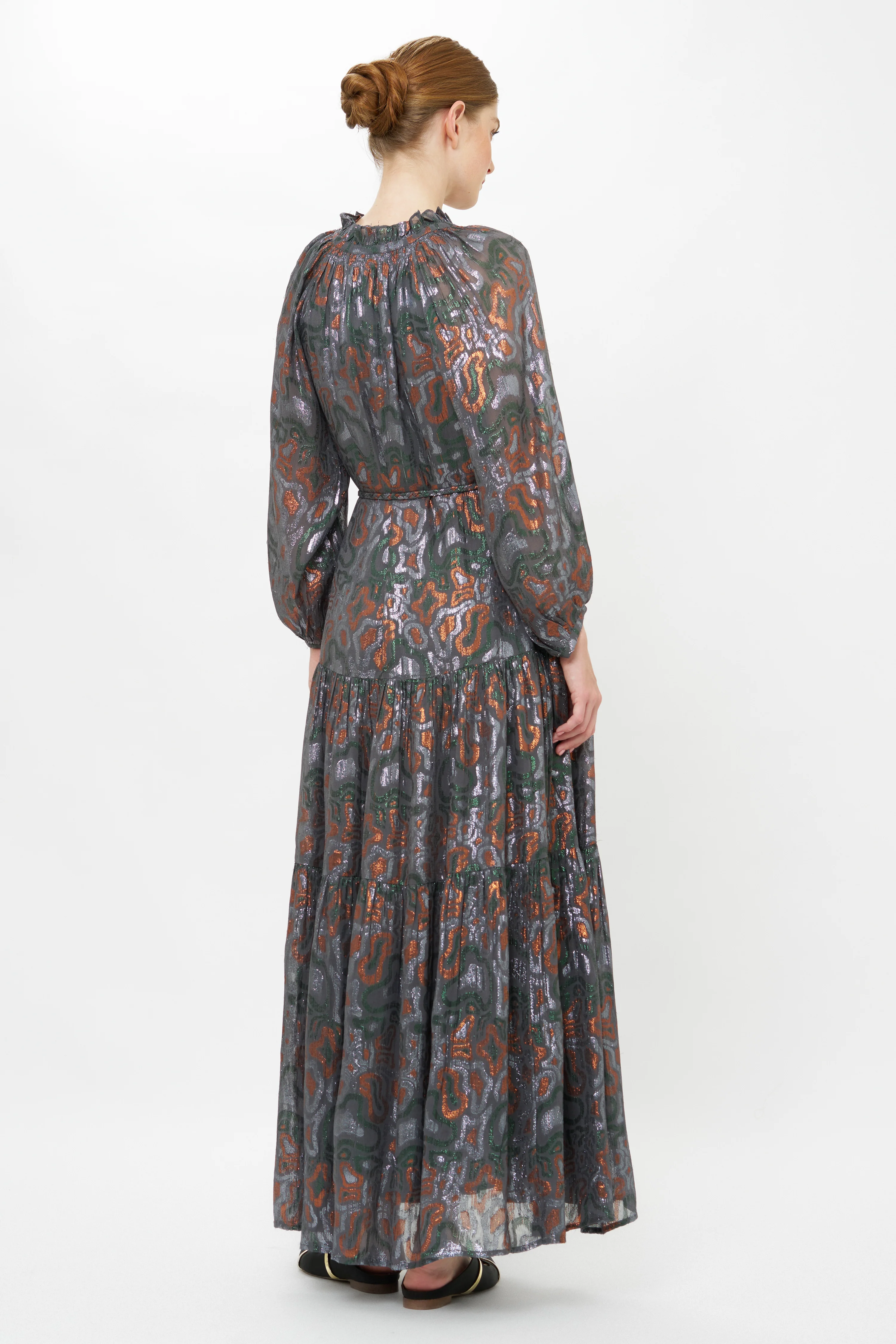 Cuff Sleeve Tie Waist Maxi- Kenzo Charcoal - Image 11