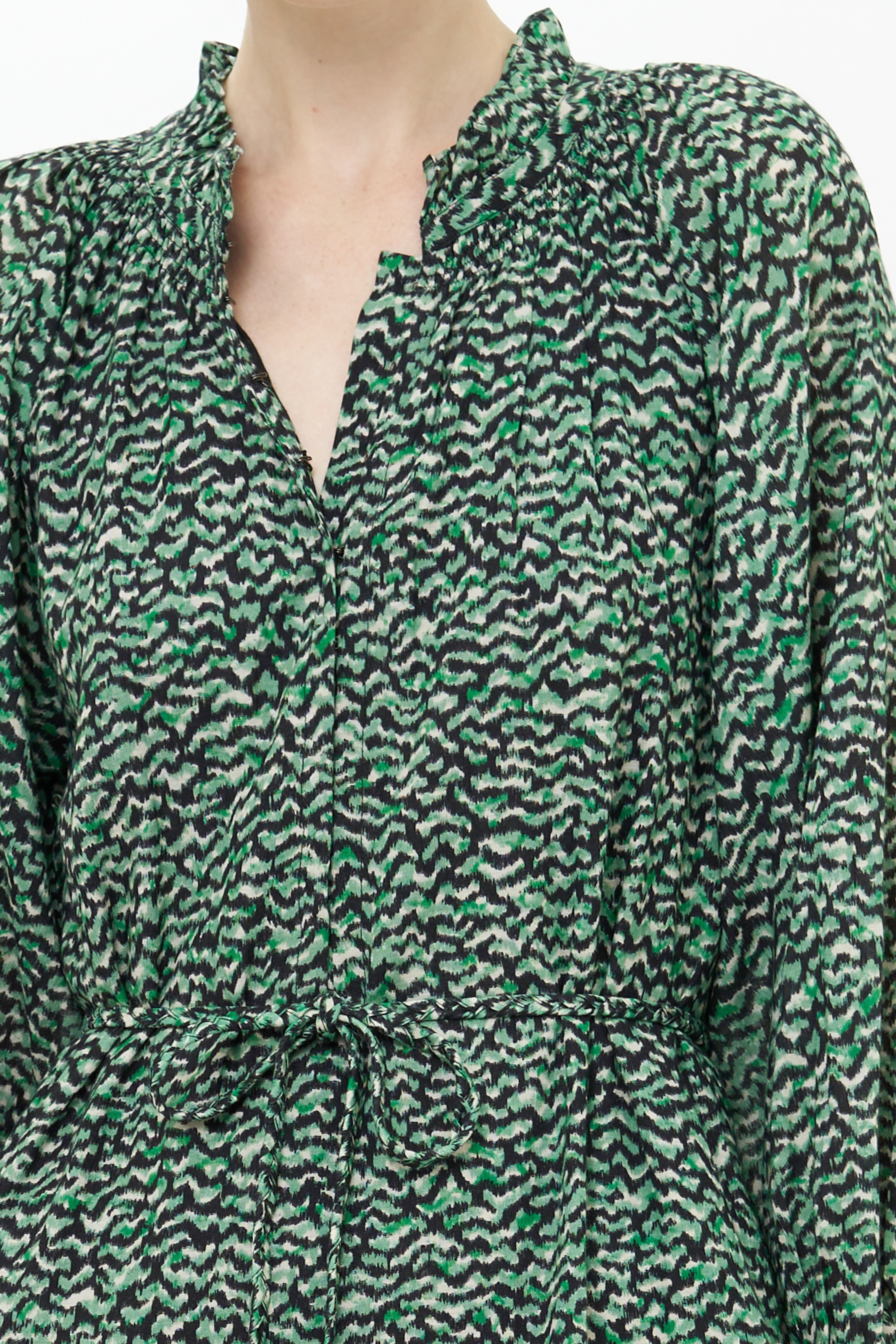 Cuff Sleeve Tie Waist Maxi- Jag Green - Image 7