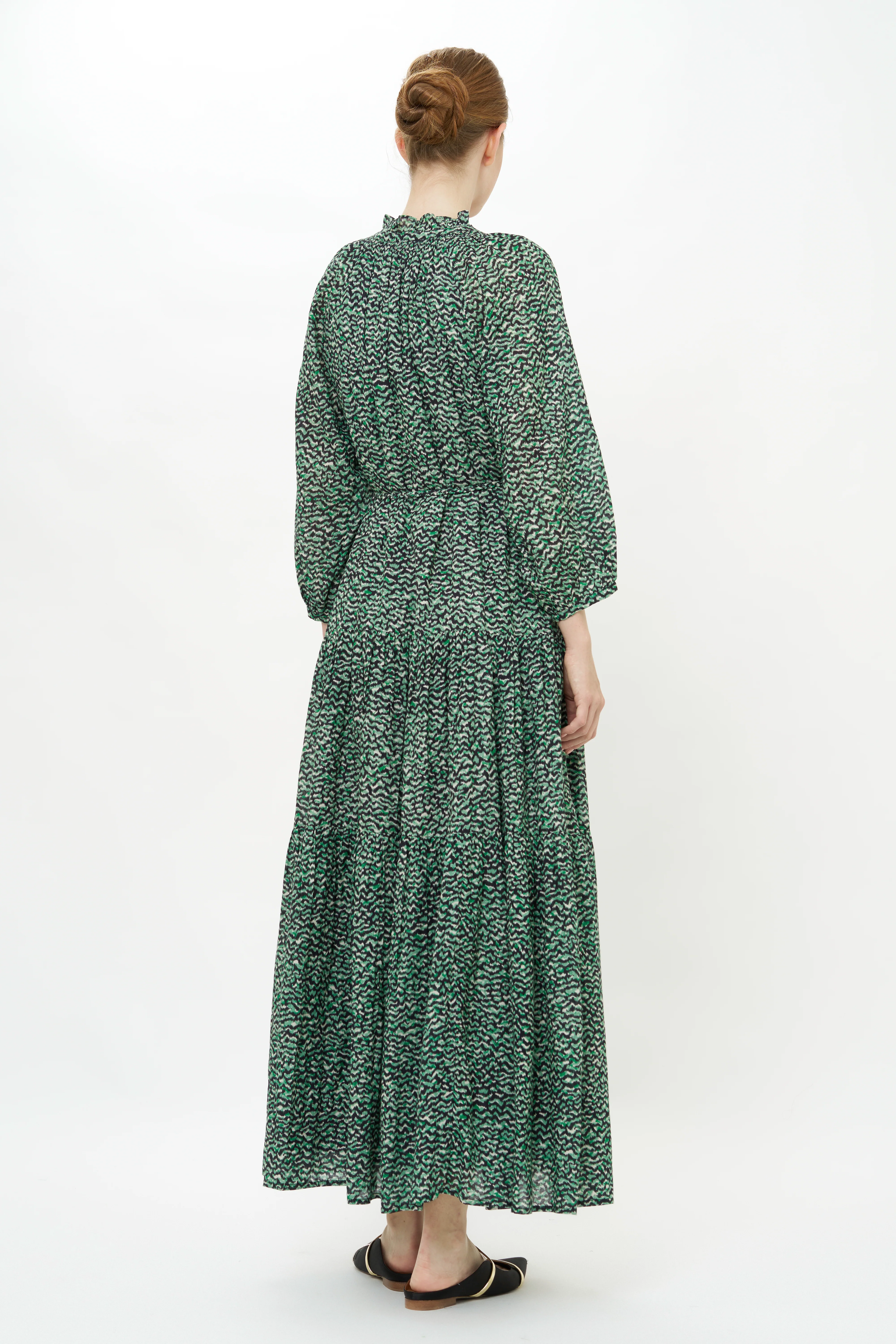 Cuff Sleeve Tie Waist Maxi- Jag Green - Image 8
