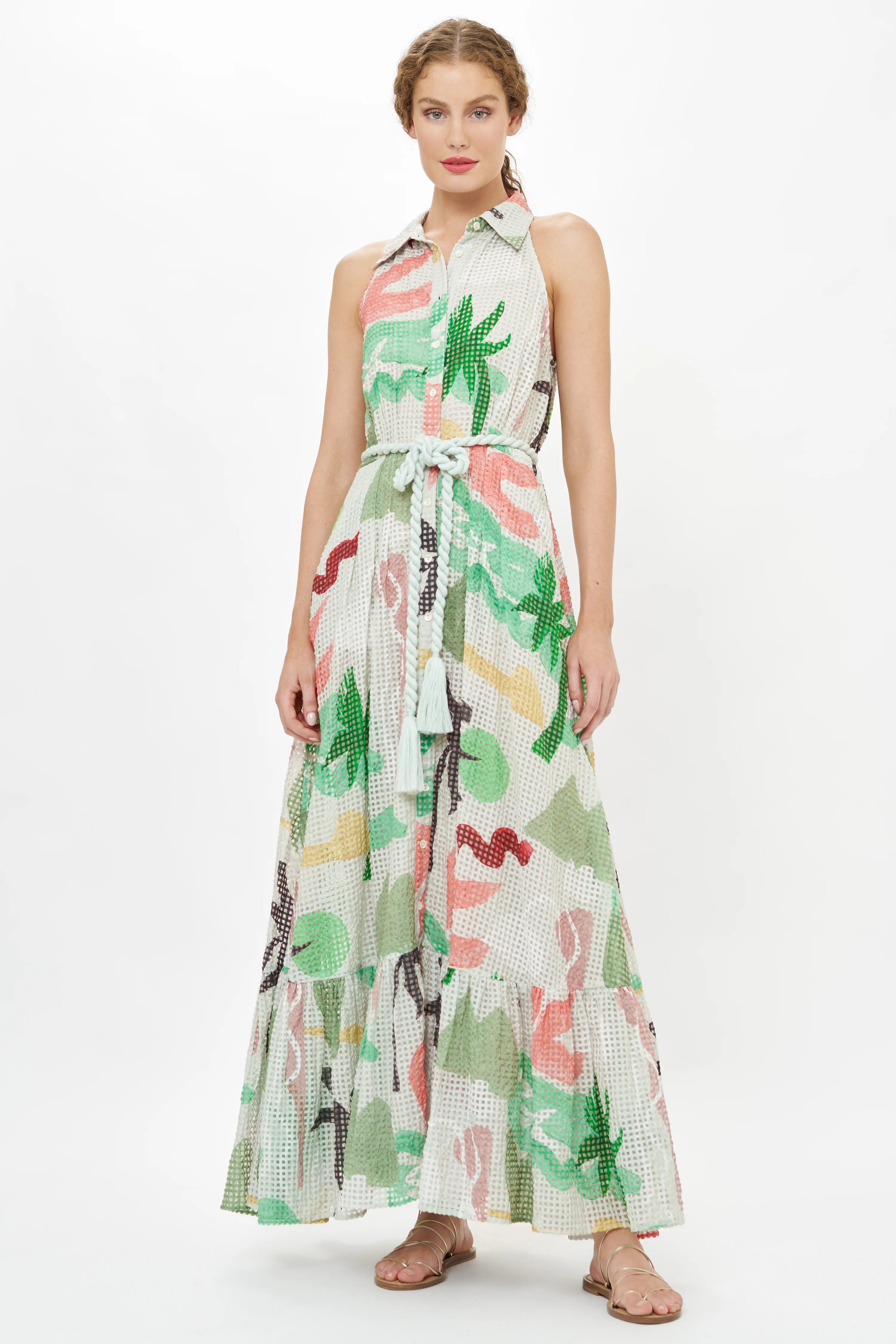 Sleeveless Shirt Dress Maxi- Paradiso Petal - Image 5