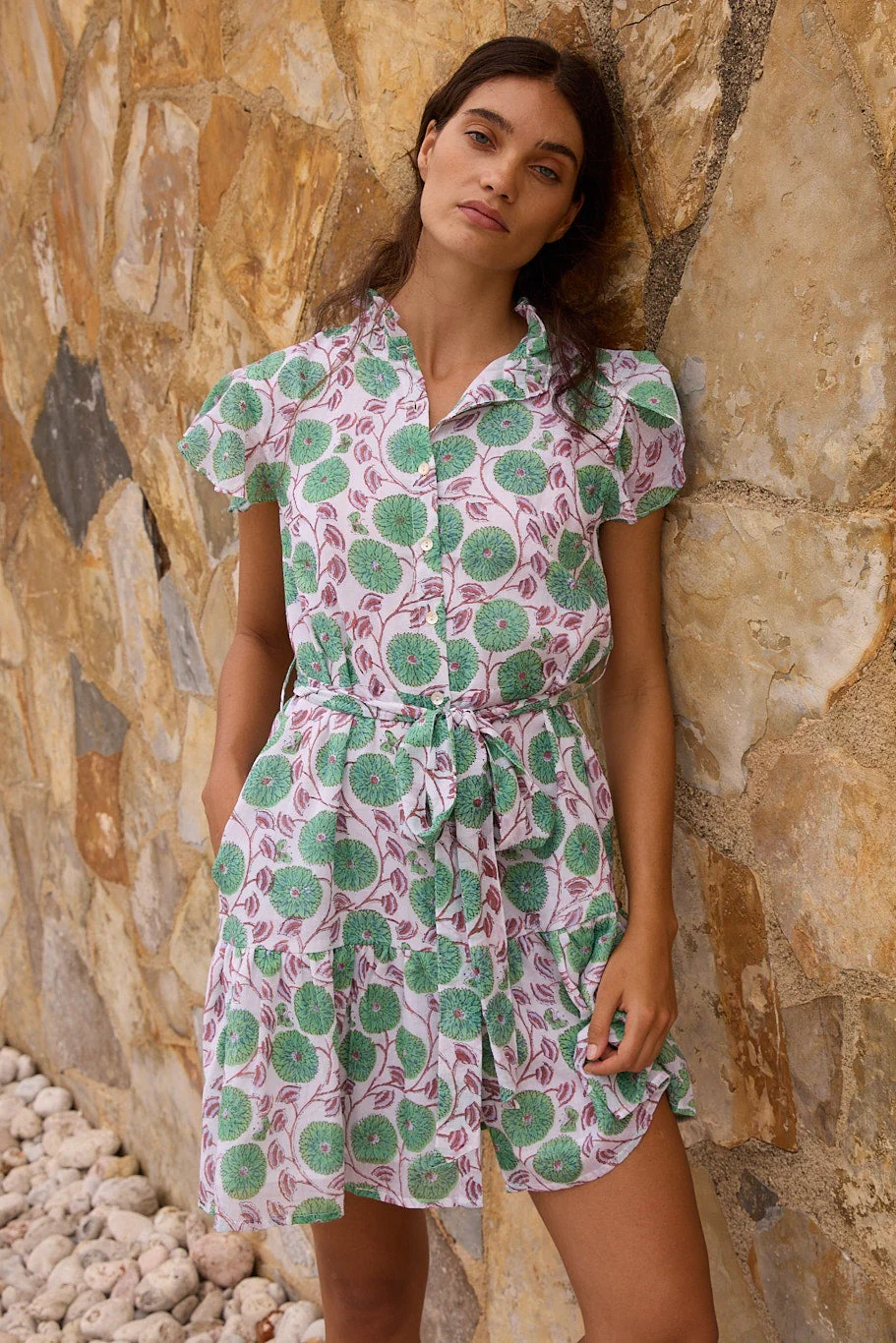 Ruffle Collar Button Mini- Monarch Green - Image 4