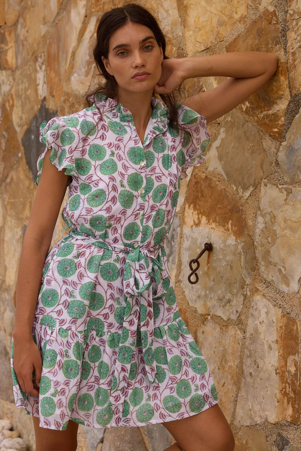 Ruffle Collar Button Mini- Monarch Green - Image 7