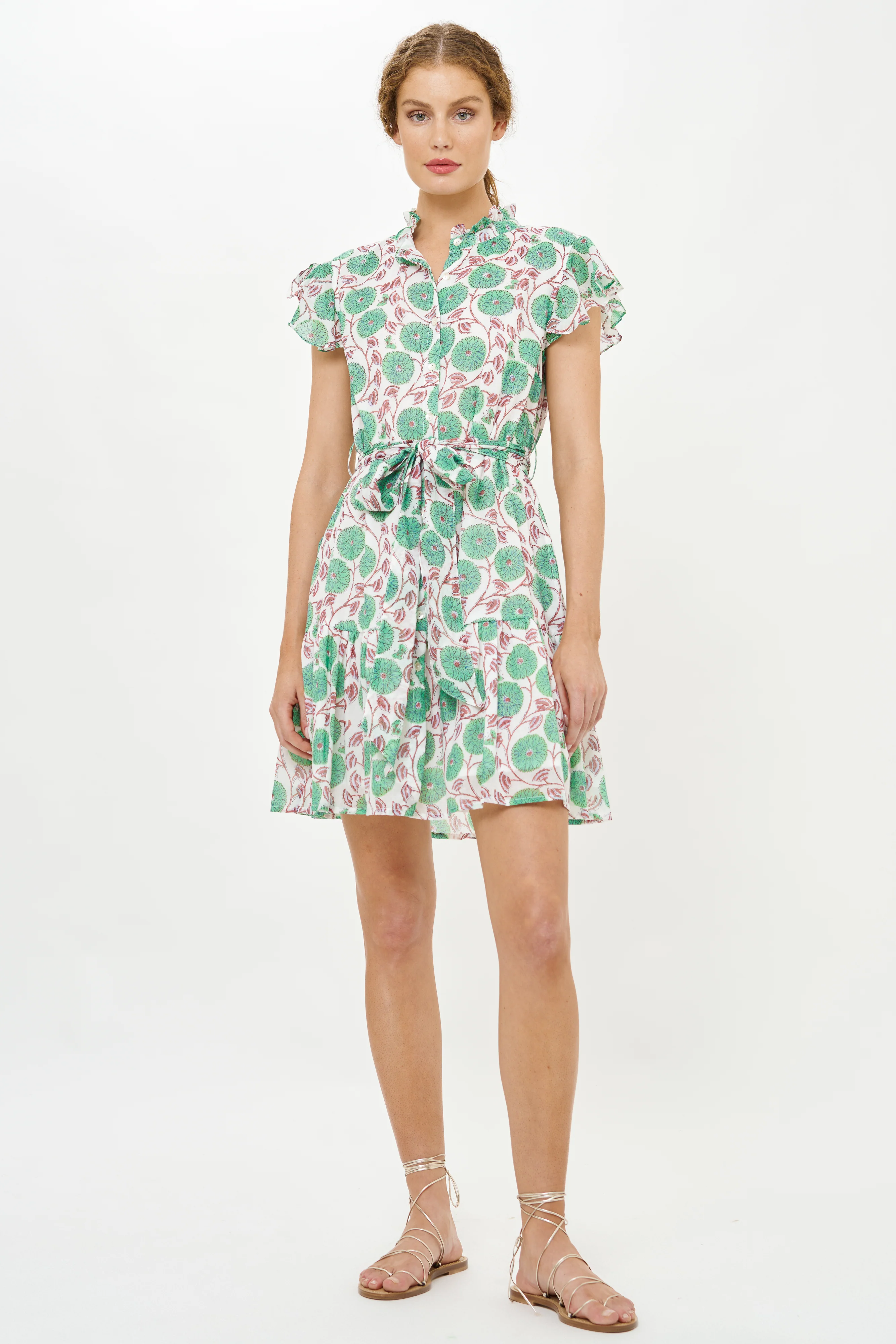 Ruffle Collar Button Mini- Monarch Green - Image 8
