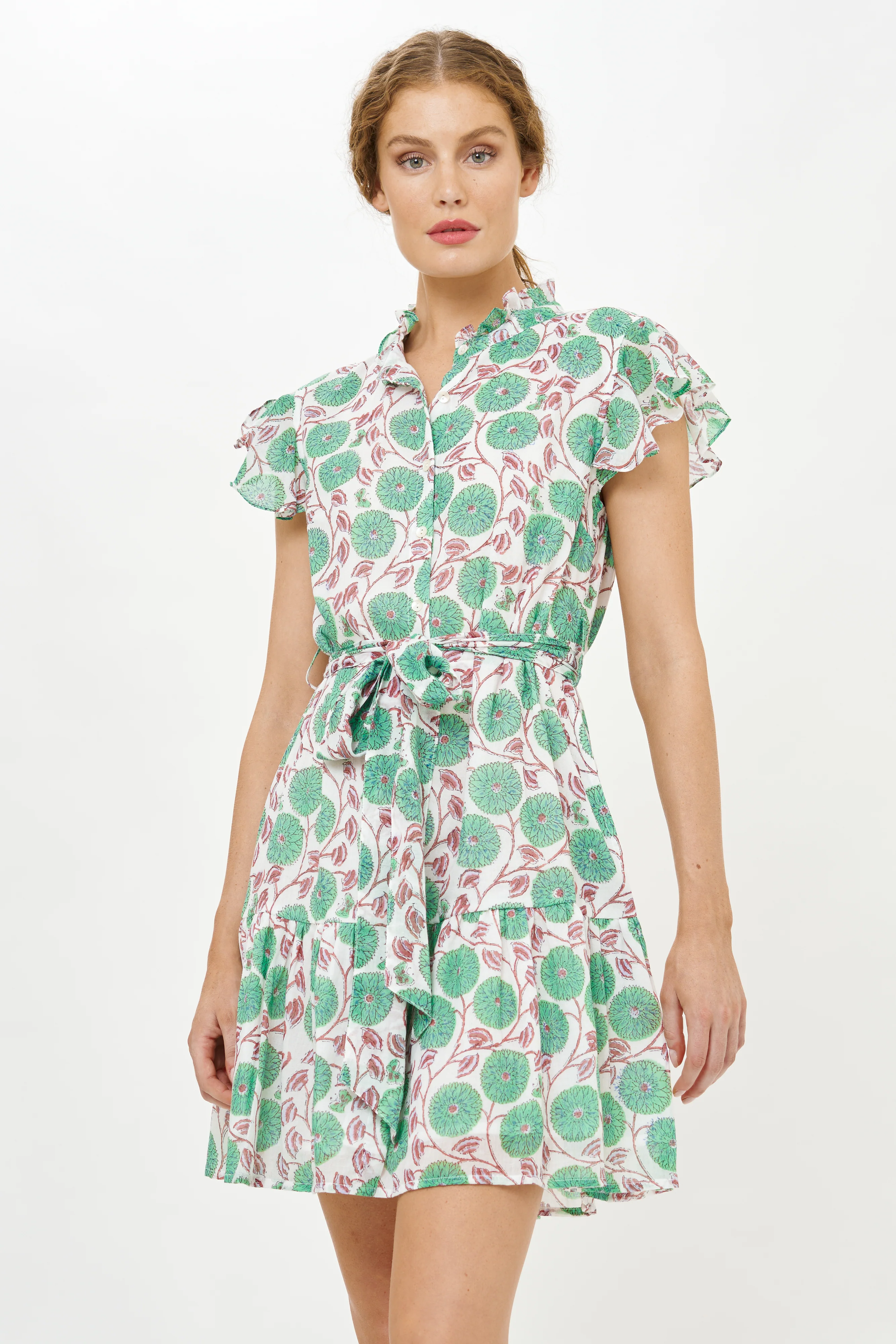 Ruffle Collar Button Mini- Monarch Green - Image 9