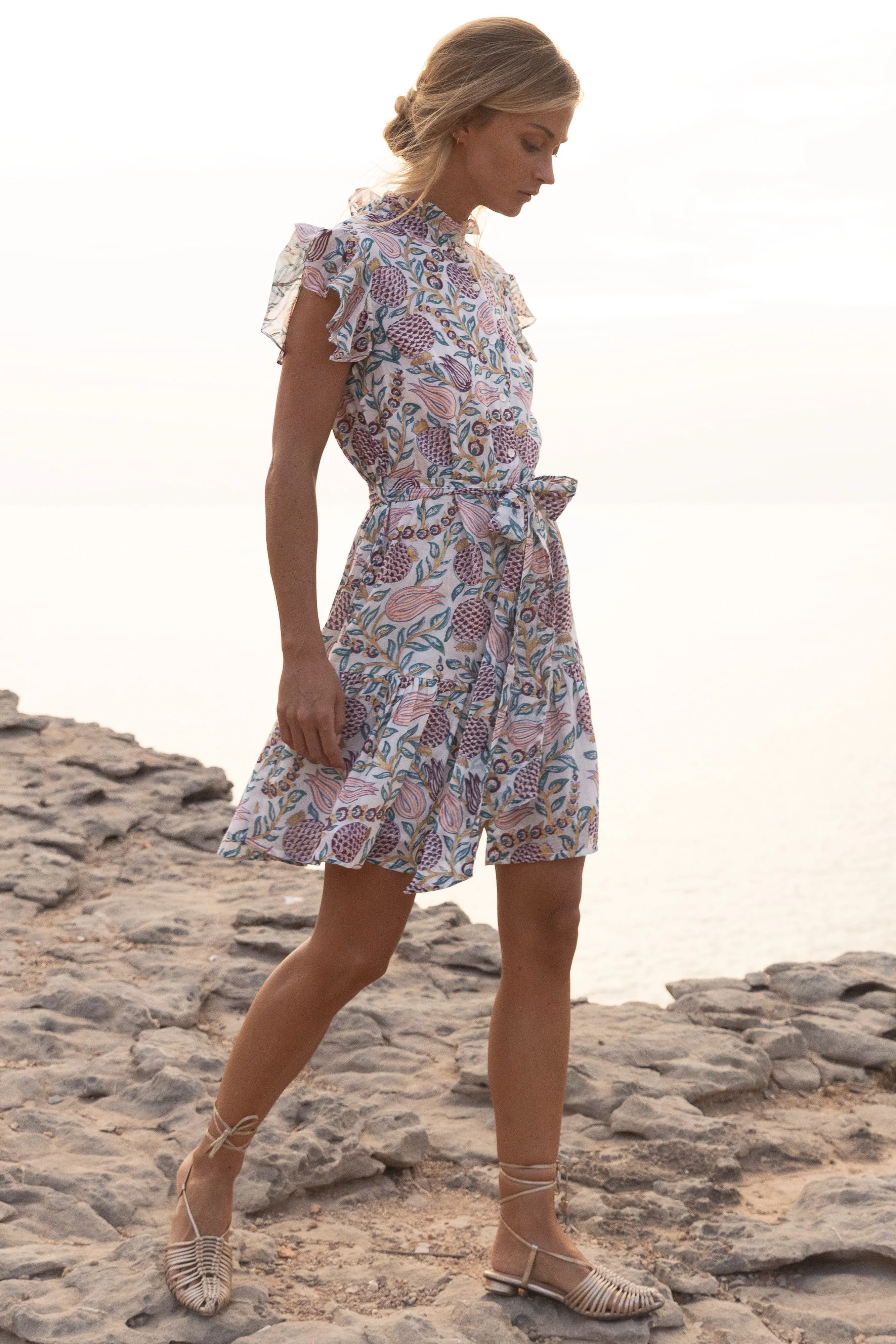 Ruffle Collar Button Mini- Tupi Teal - Image 4
