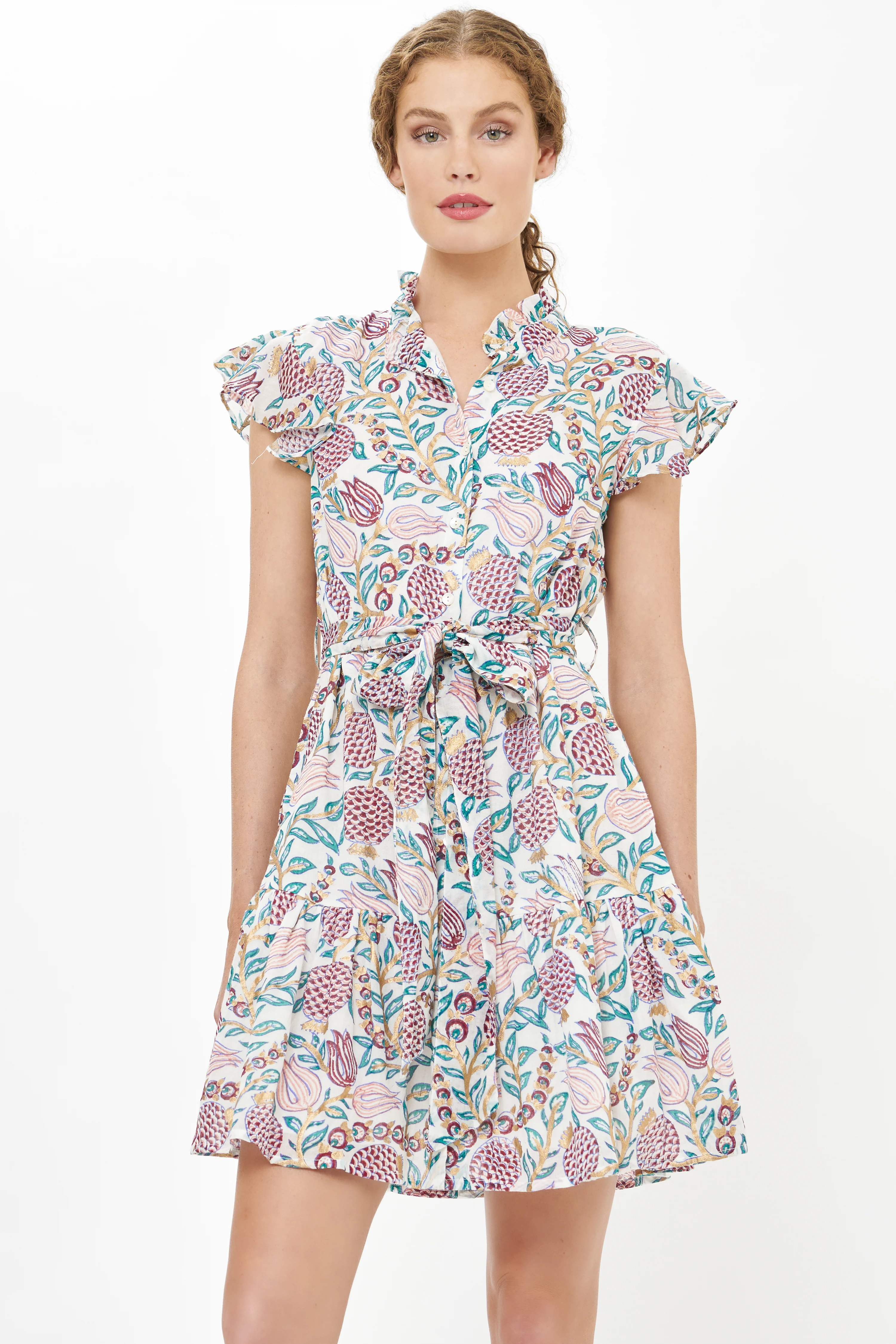 Ruffle Collar Button Mini- Tupi Teal - Image 5