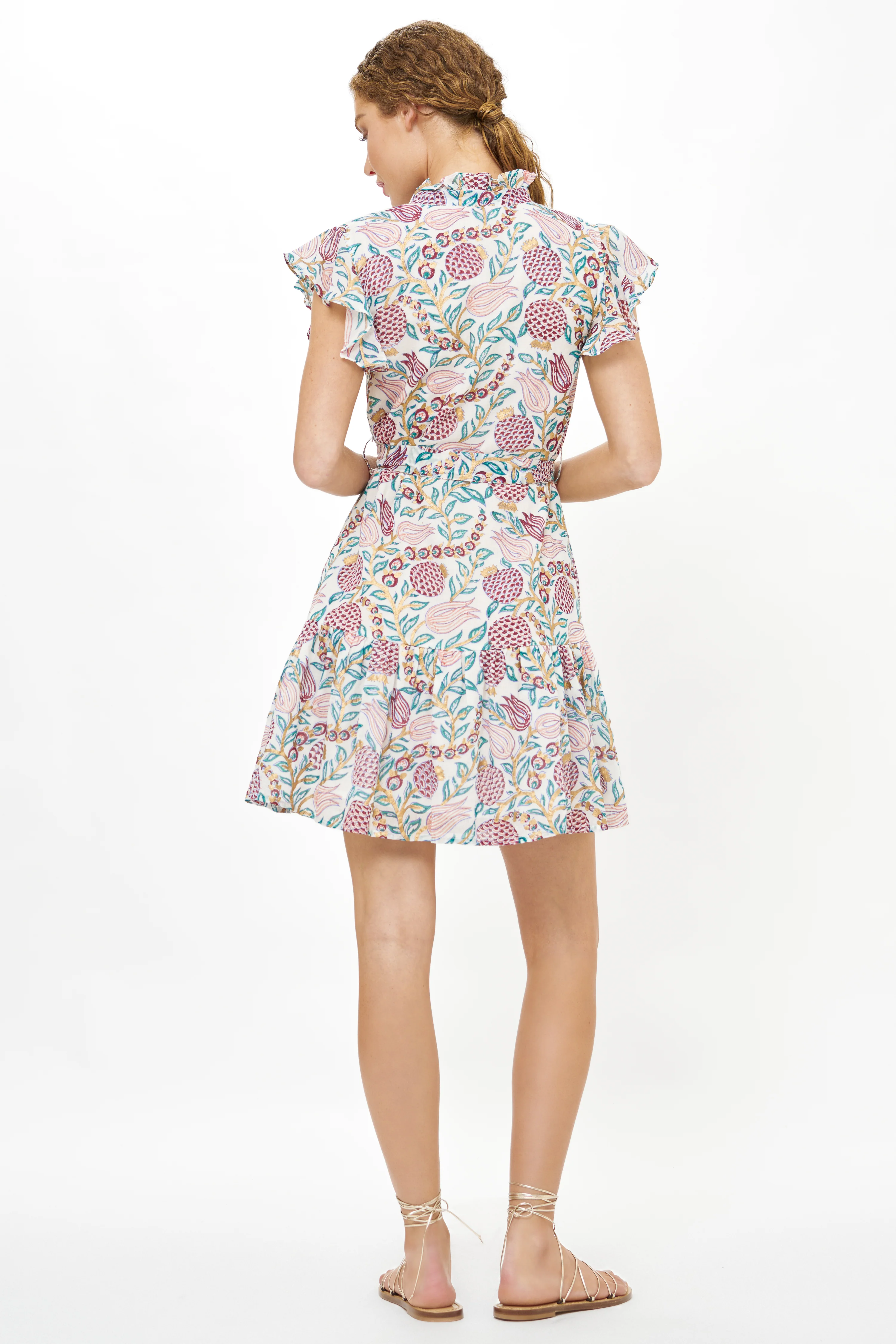 Ruffle Collar Button Mini- Tupi Teal - Image 7