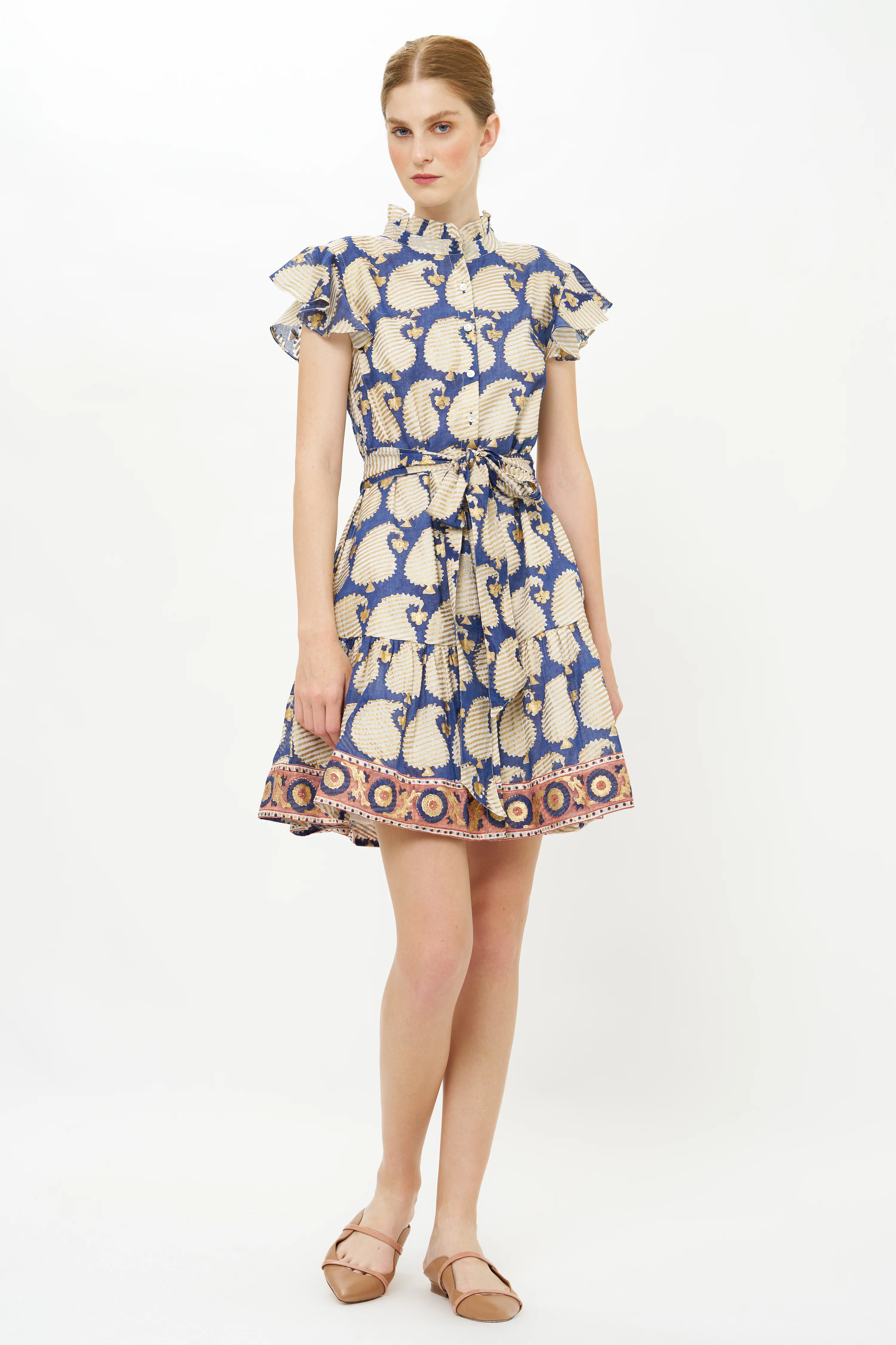 Ruffle Collar Button Mini- Agra Navy - Image 5