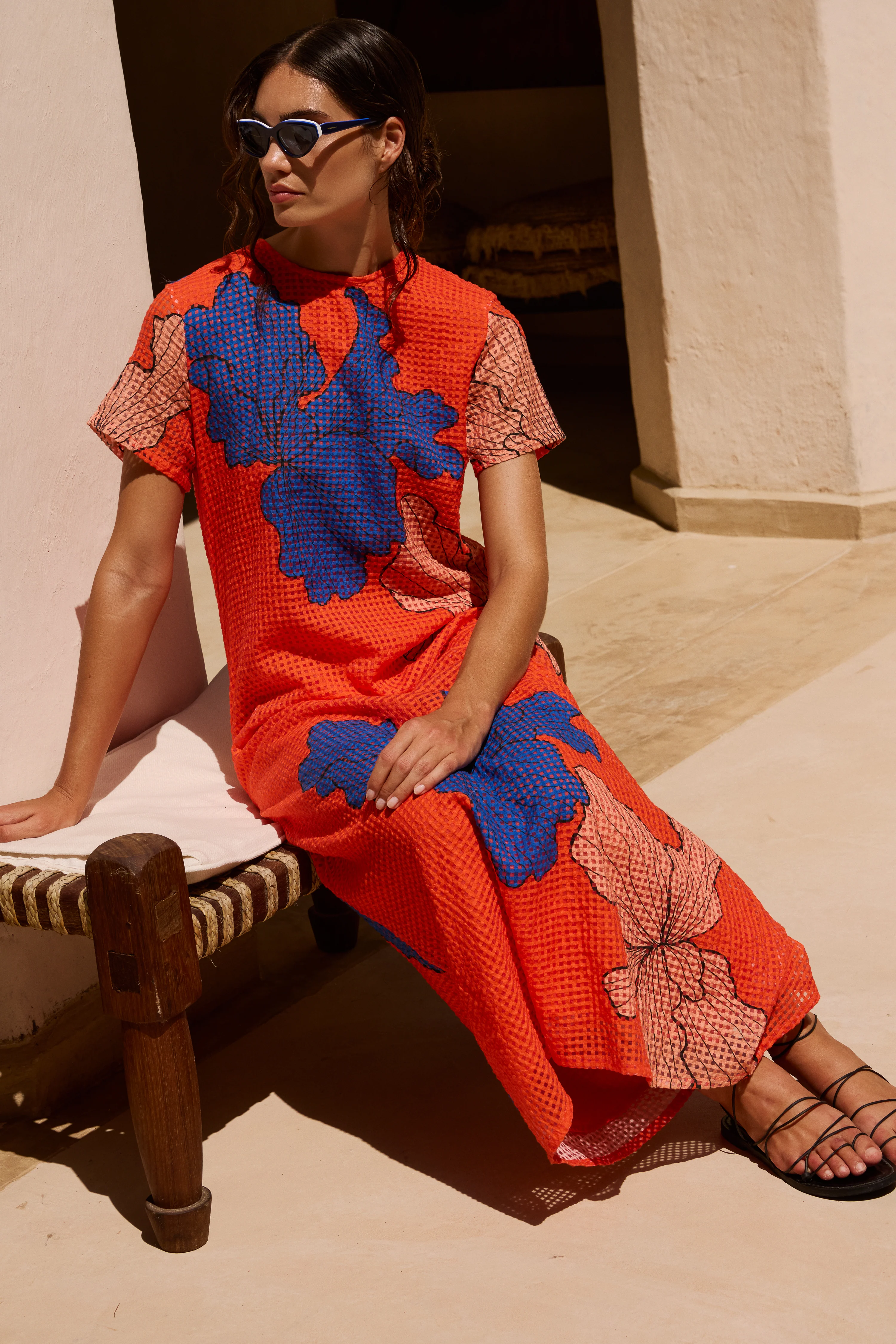 Short Sleeve Shift Maxi- Bora Bora Red - Image 4