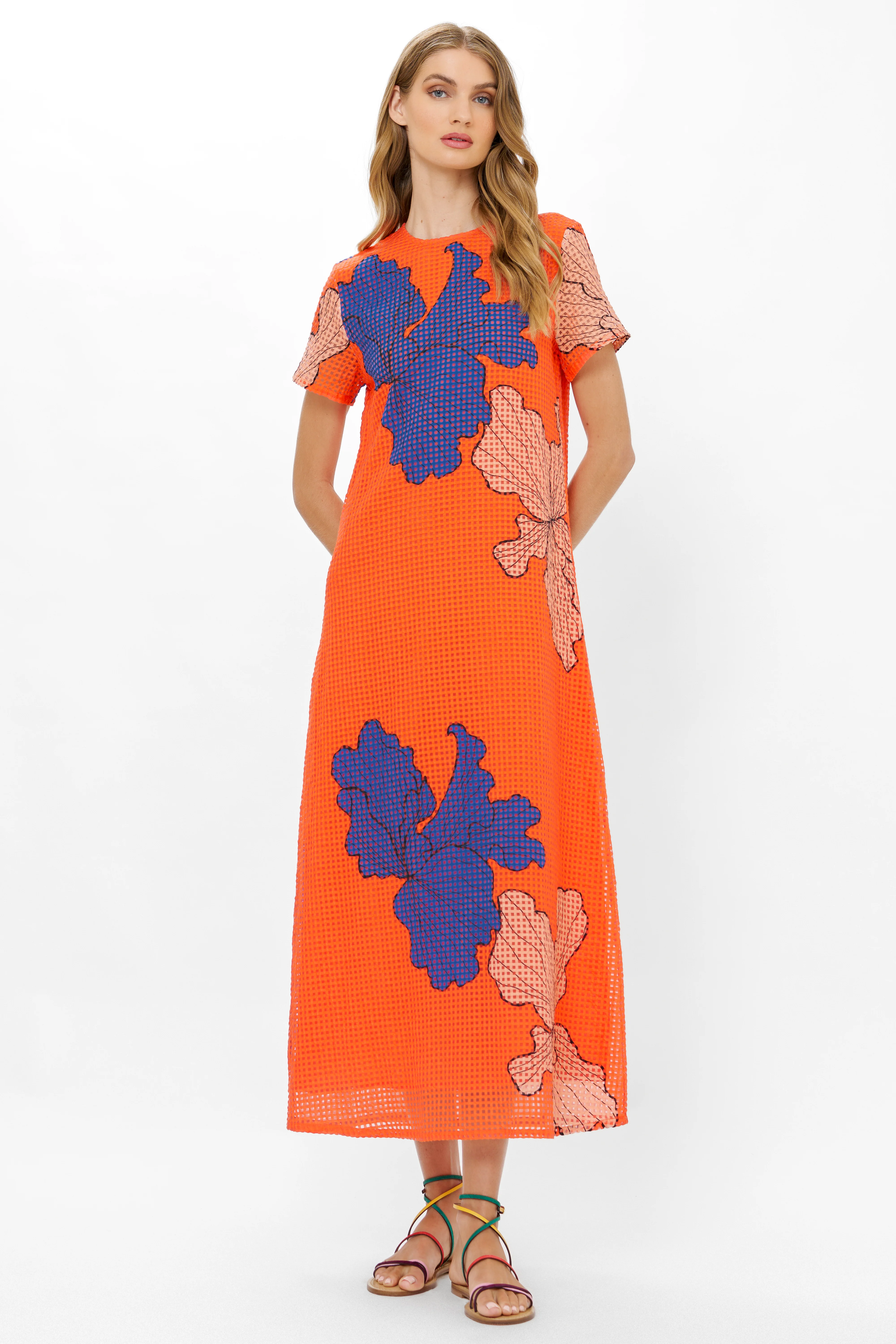 Short Sleeve Shift Maxi- Bora Bora Red - Image 6