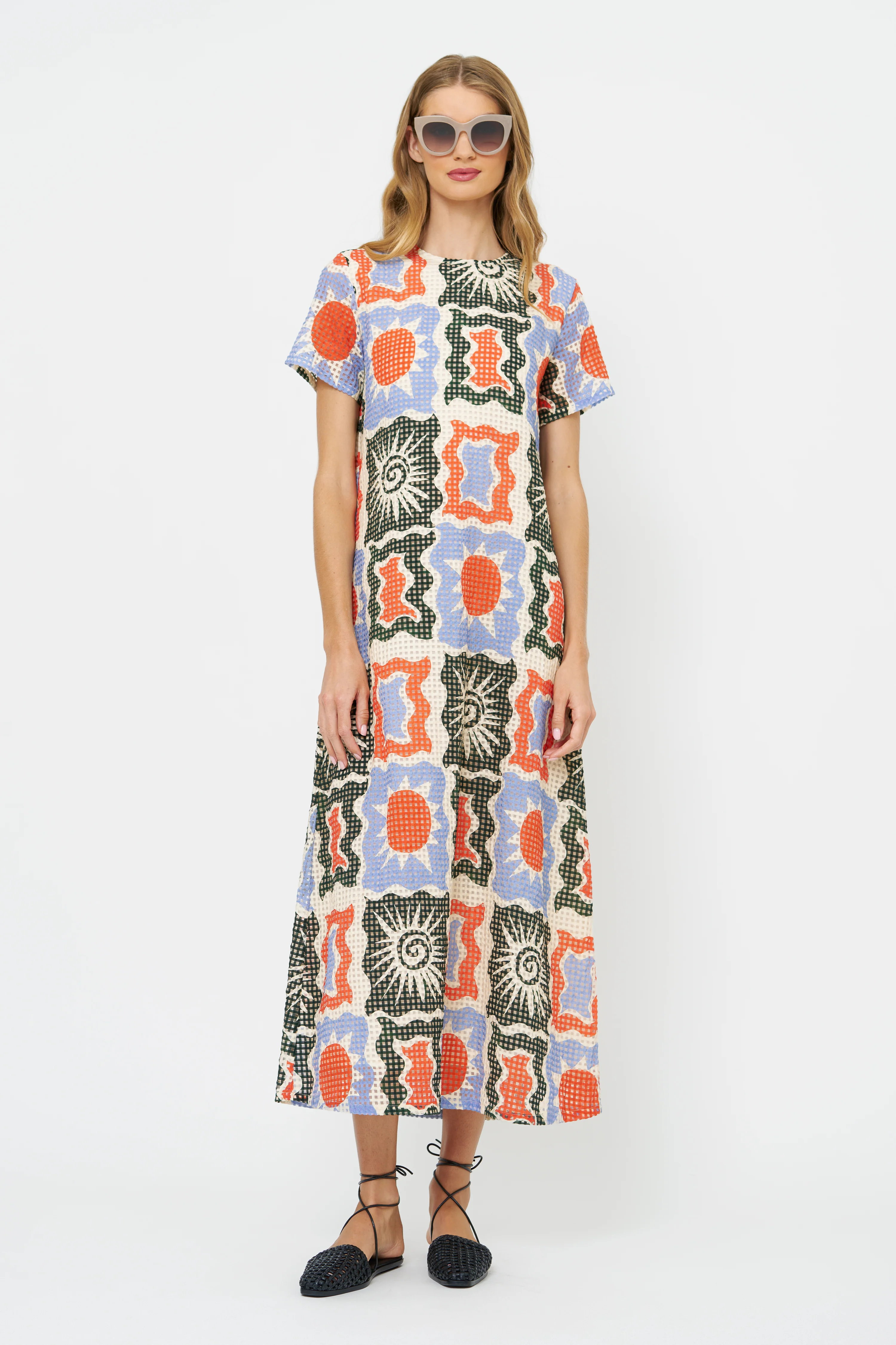 Short Sleeve Shift Maxi- Helios Blue - Image 4