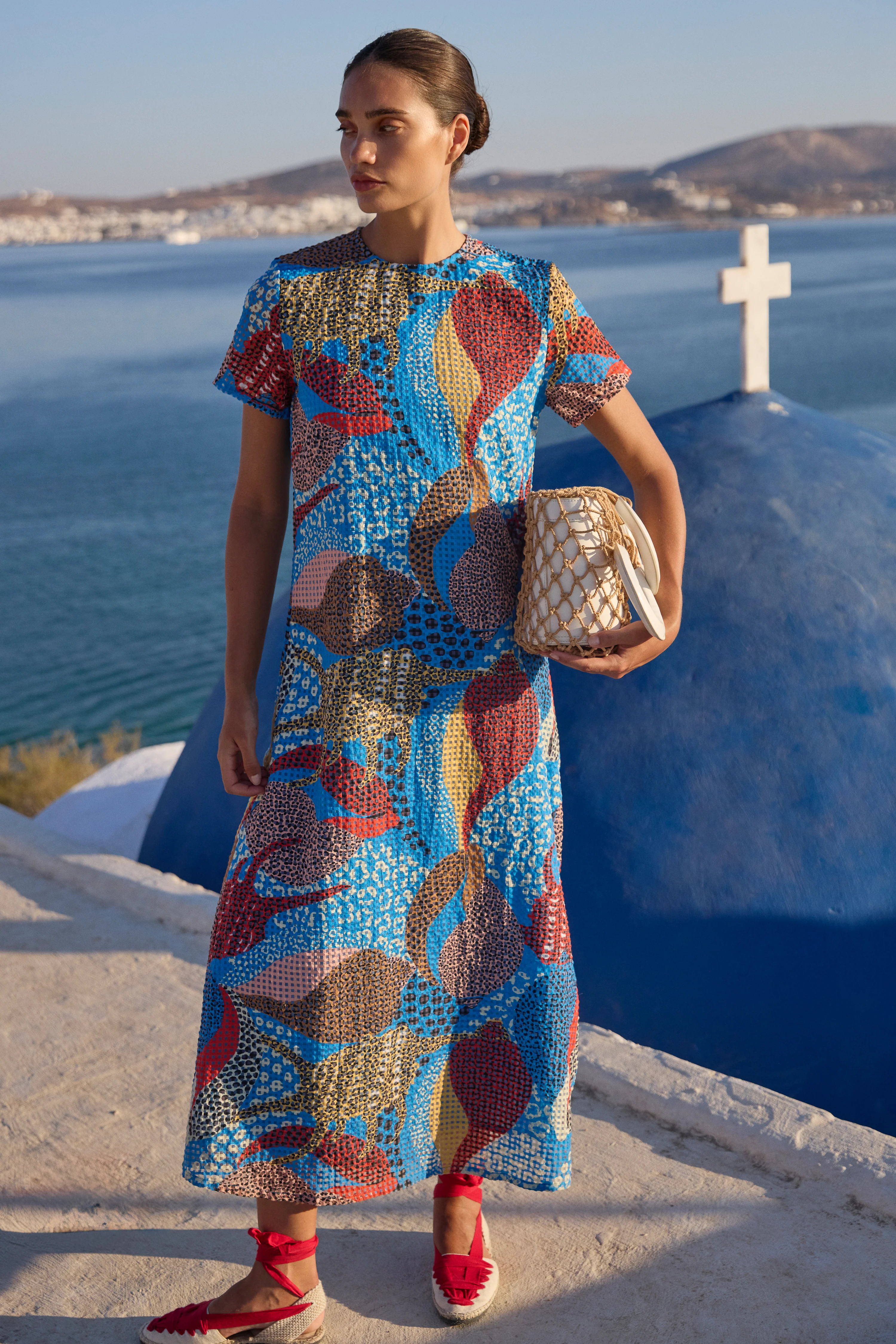 Short Sleeve Shift Maxi- Nautilus Blue - Image 4