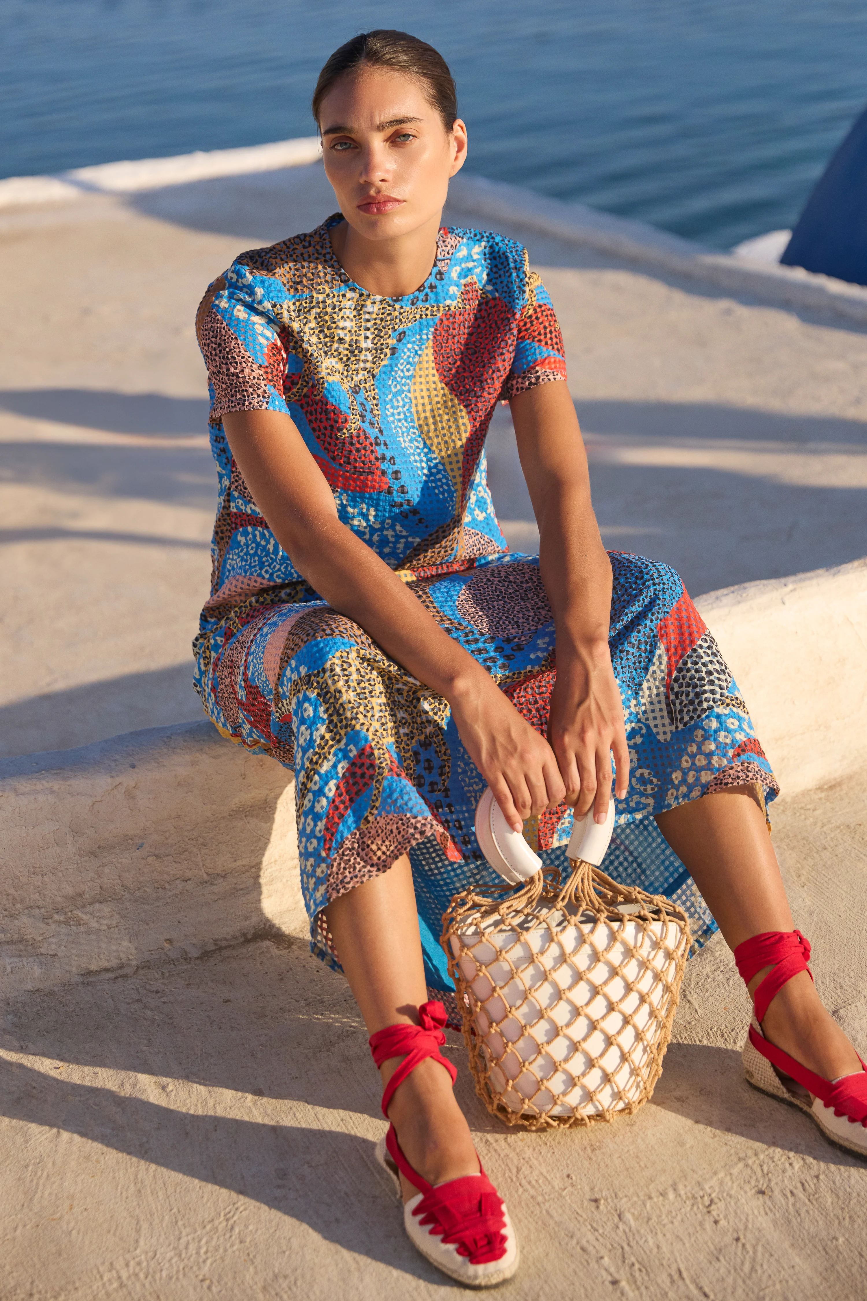 Short Sleeve Shift Maxi- Nautilus Blue - Image 5