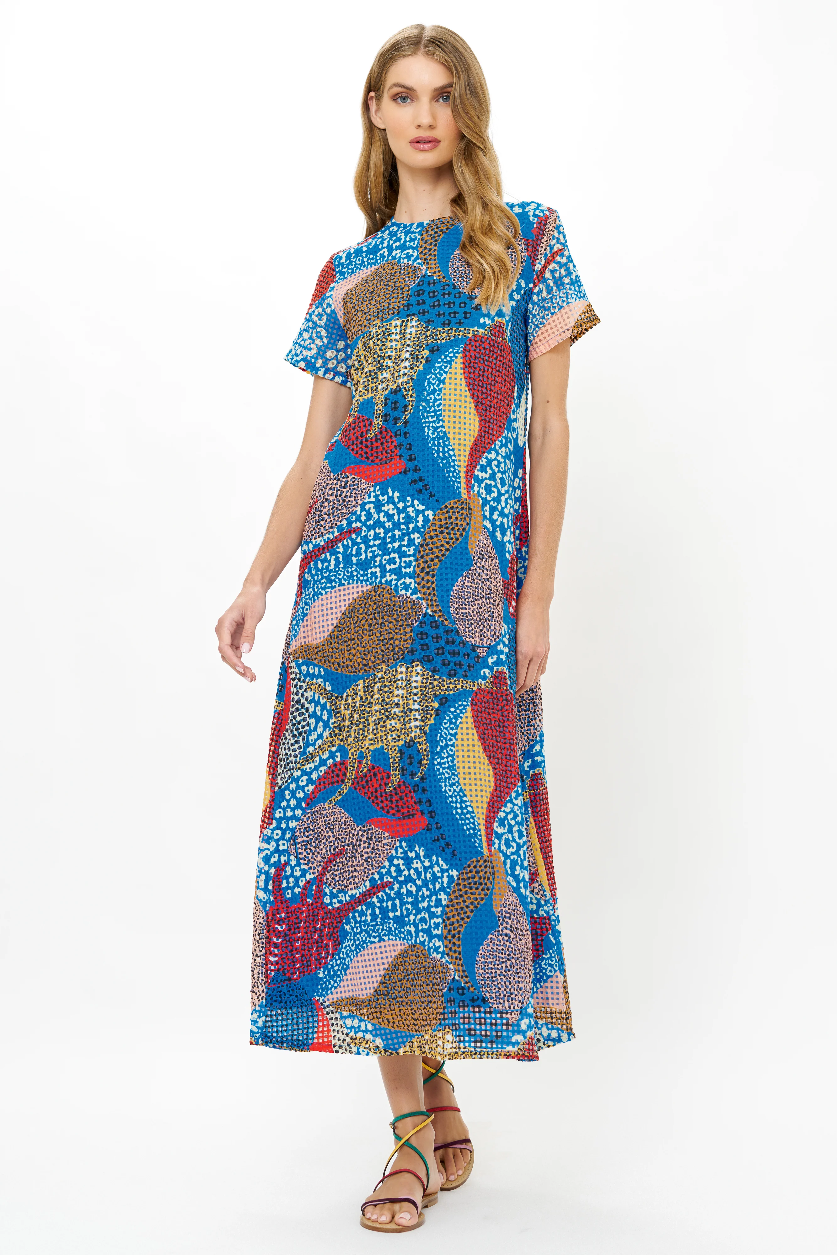 Short Sleeve Shift Maxi- Nautilus Blue - Image 7