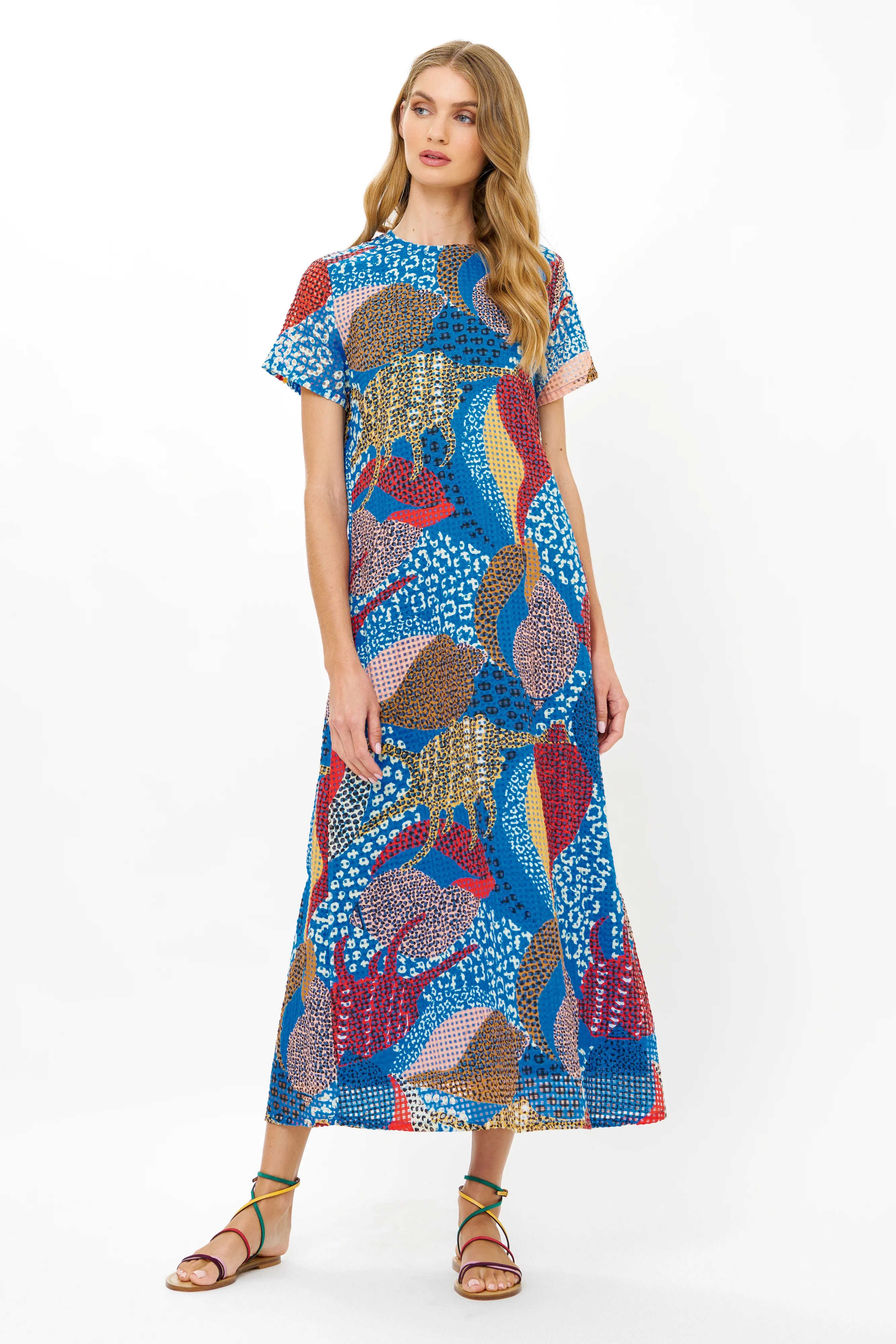 Short Sleeve Shift Maxi- Nautilus Blue - Image 8
