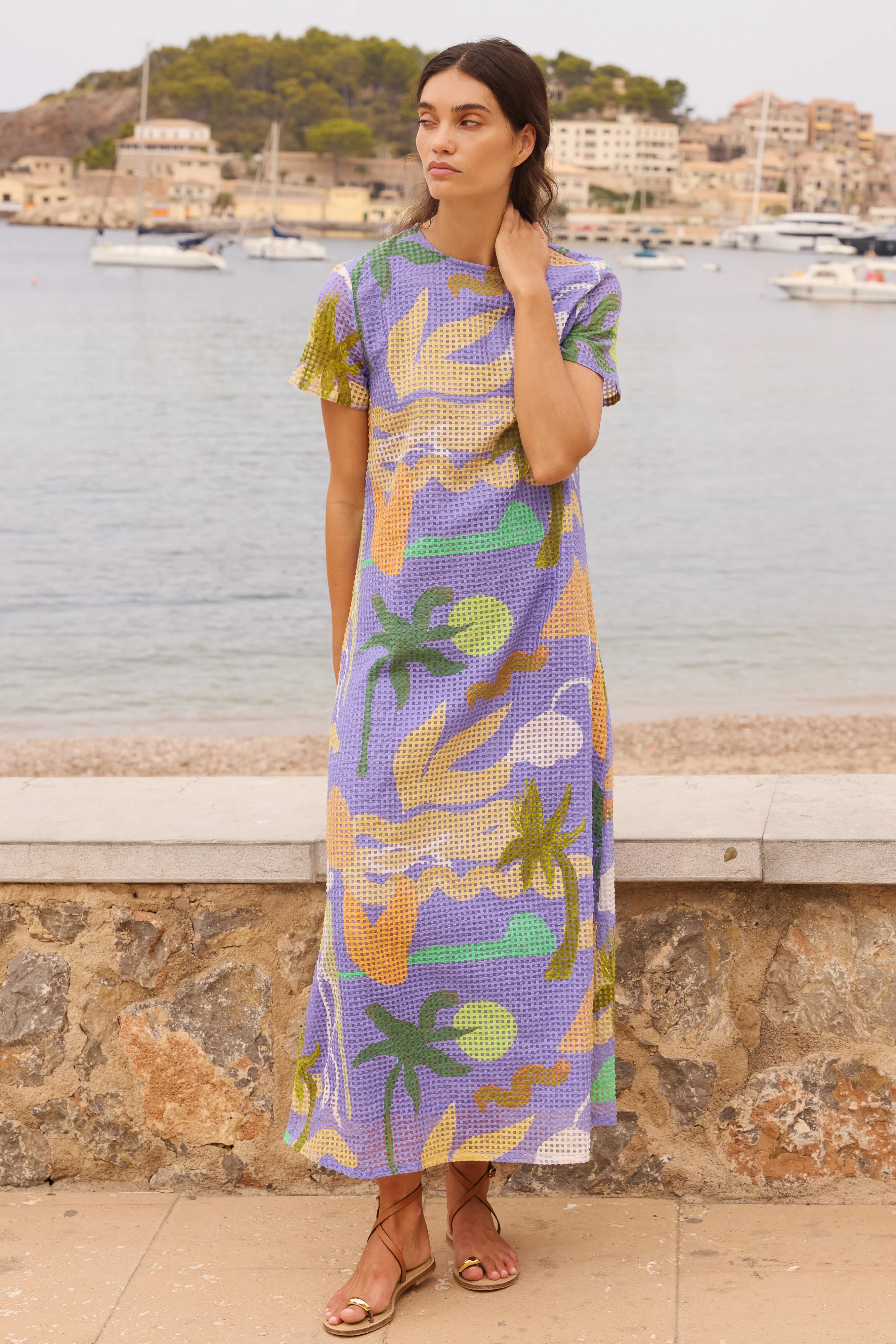 Short Sleeve Shift Maxi- Paradiso Blue - Image 2