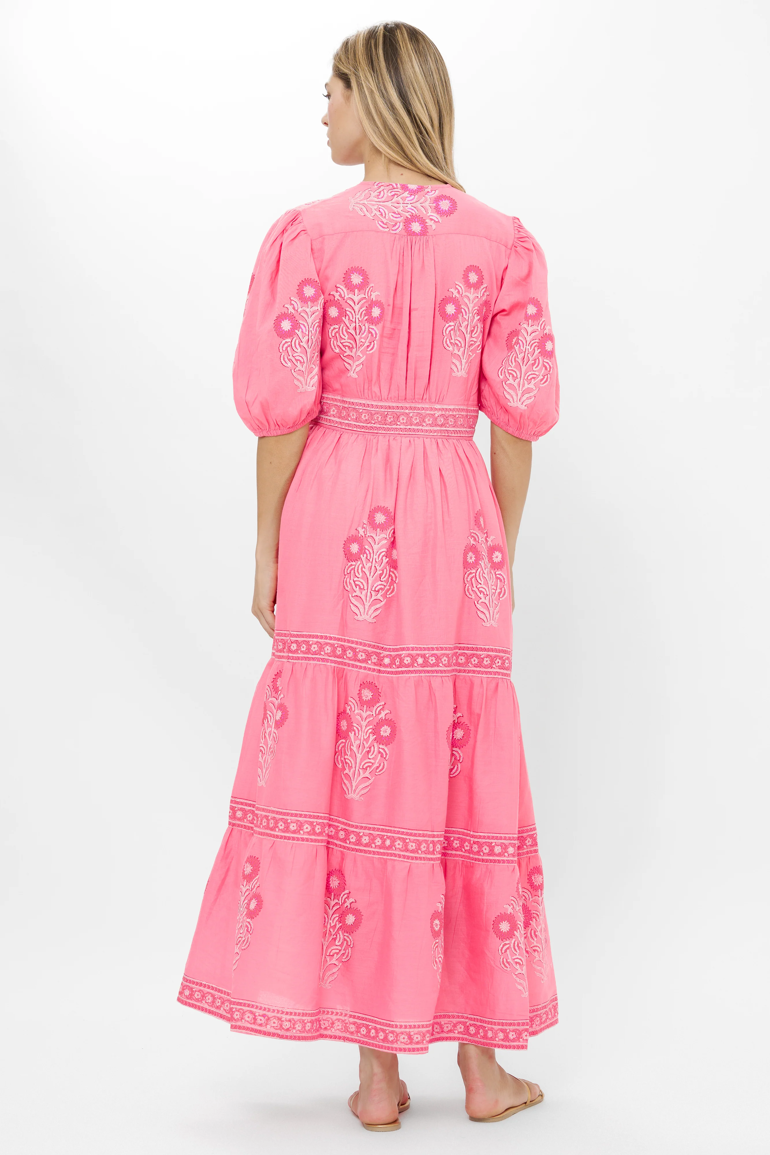 V-Neck Puffed Maxi- Raton Pink - Image 11