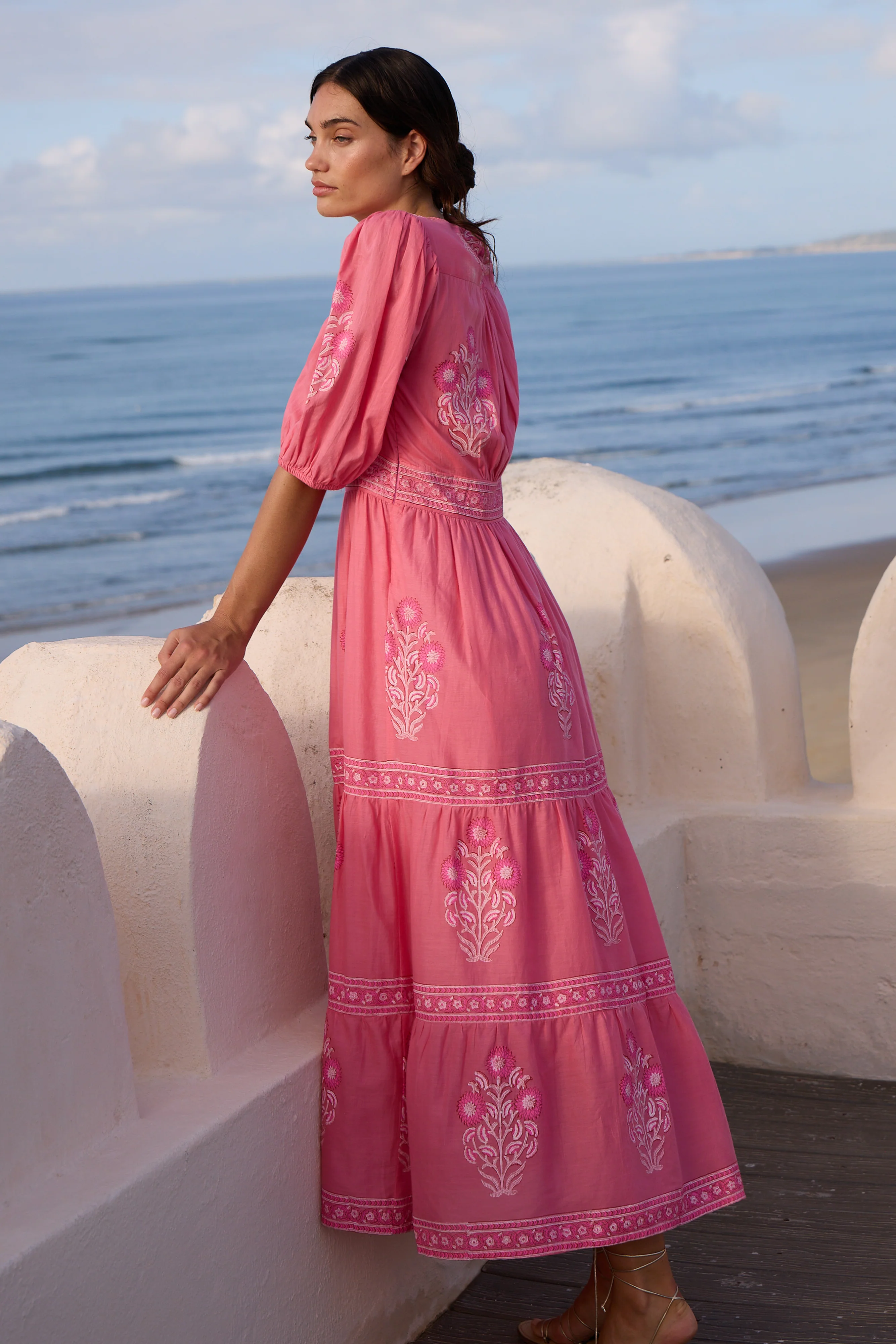 V-Neck Puffed Maxi- Raton Pink - Image 6