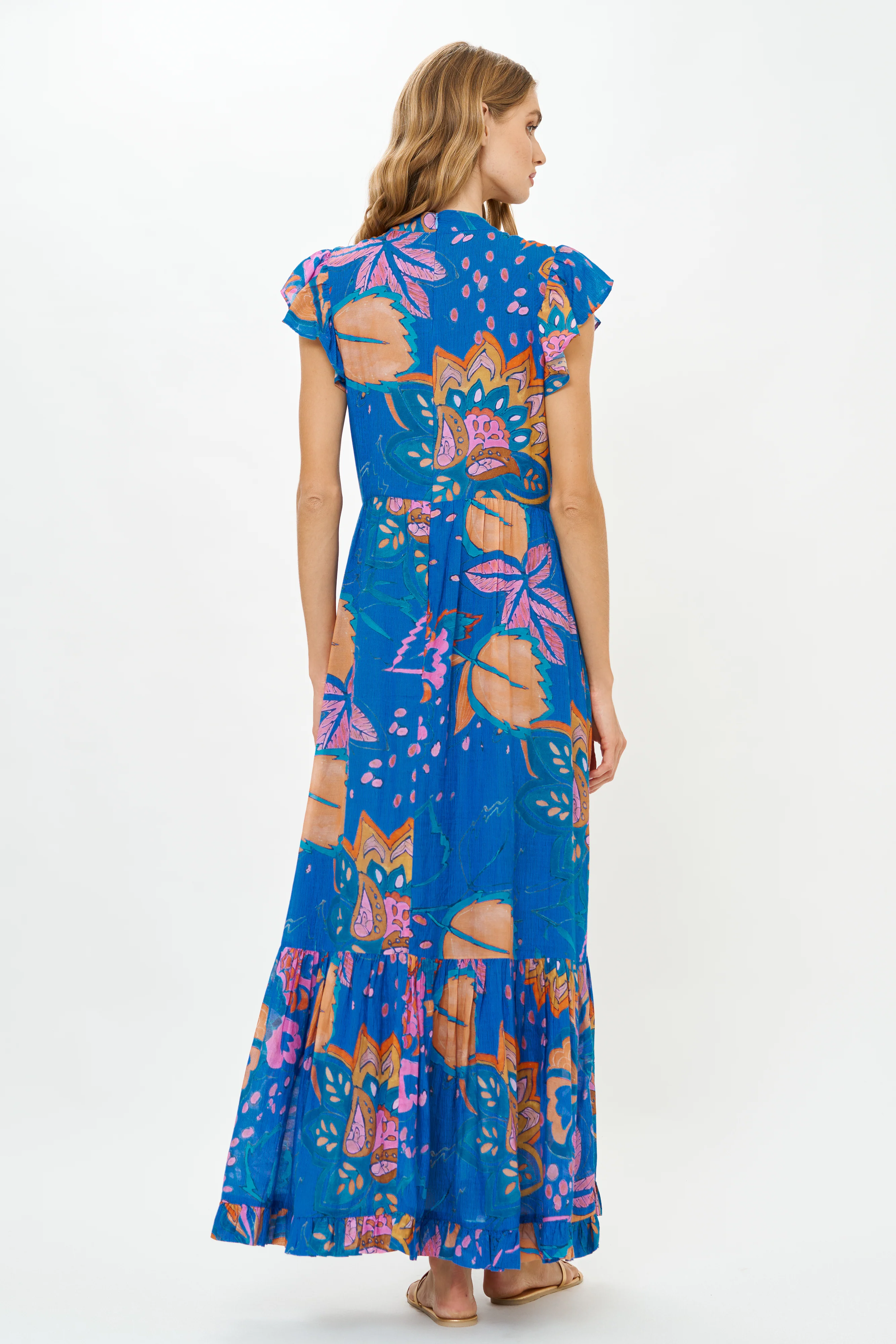 Mock Neck Flutter Maxi- Antico Blue - Image 7