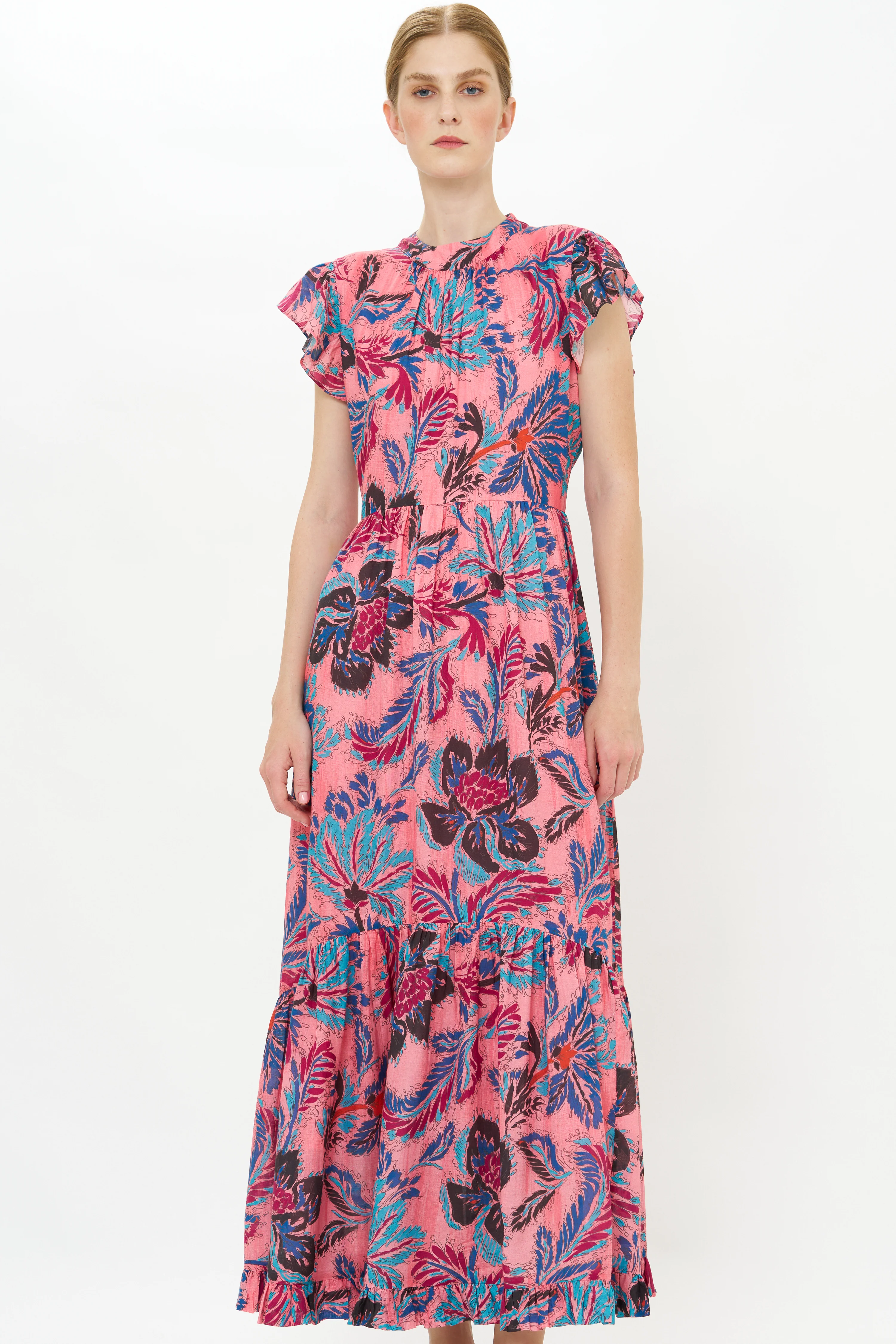 Mock Neck Flutter Maxi- Chennai Rose - Image 6
