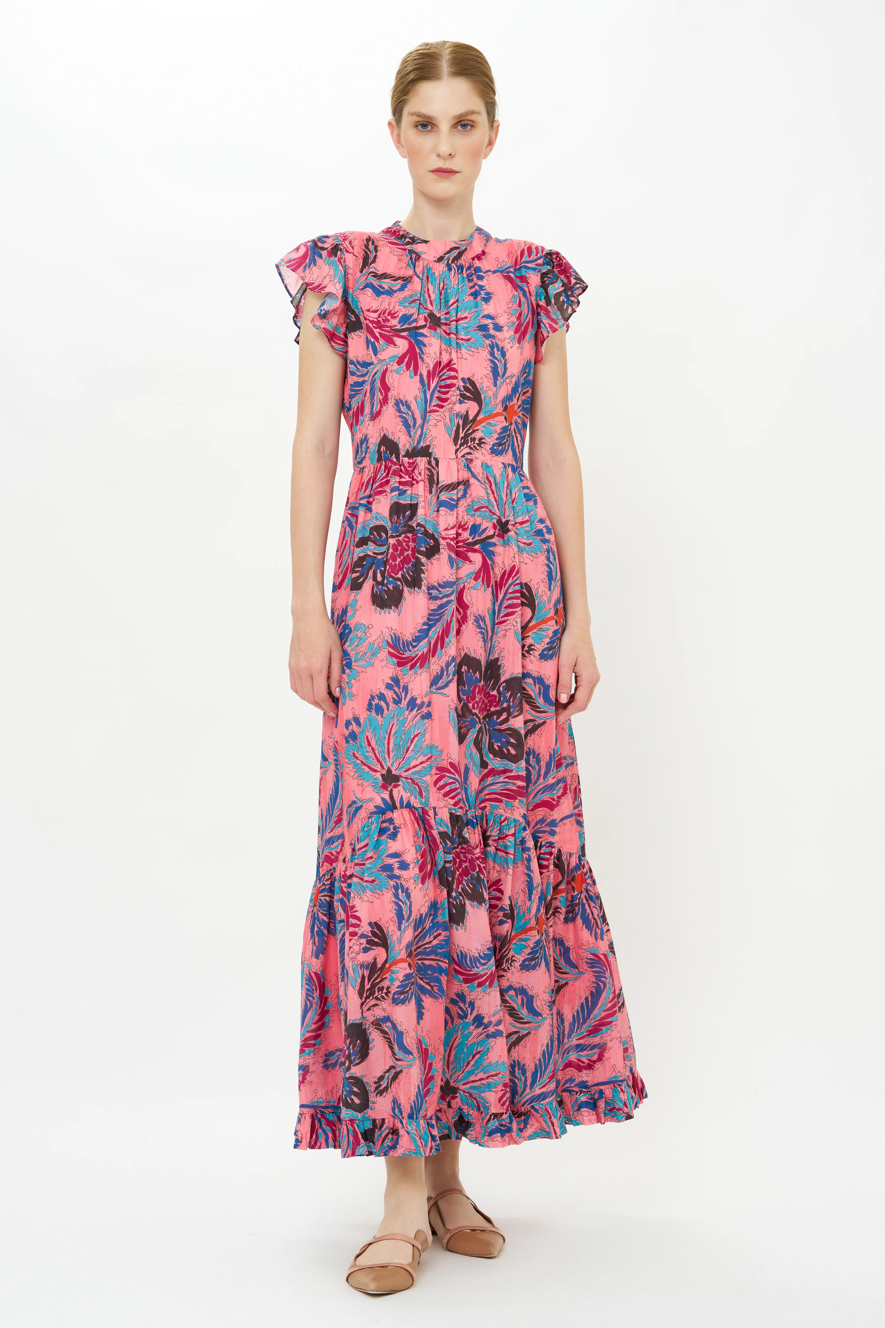 Mock Neck Flutter Maxi- Chennai Rose - Image 7
