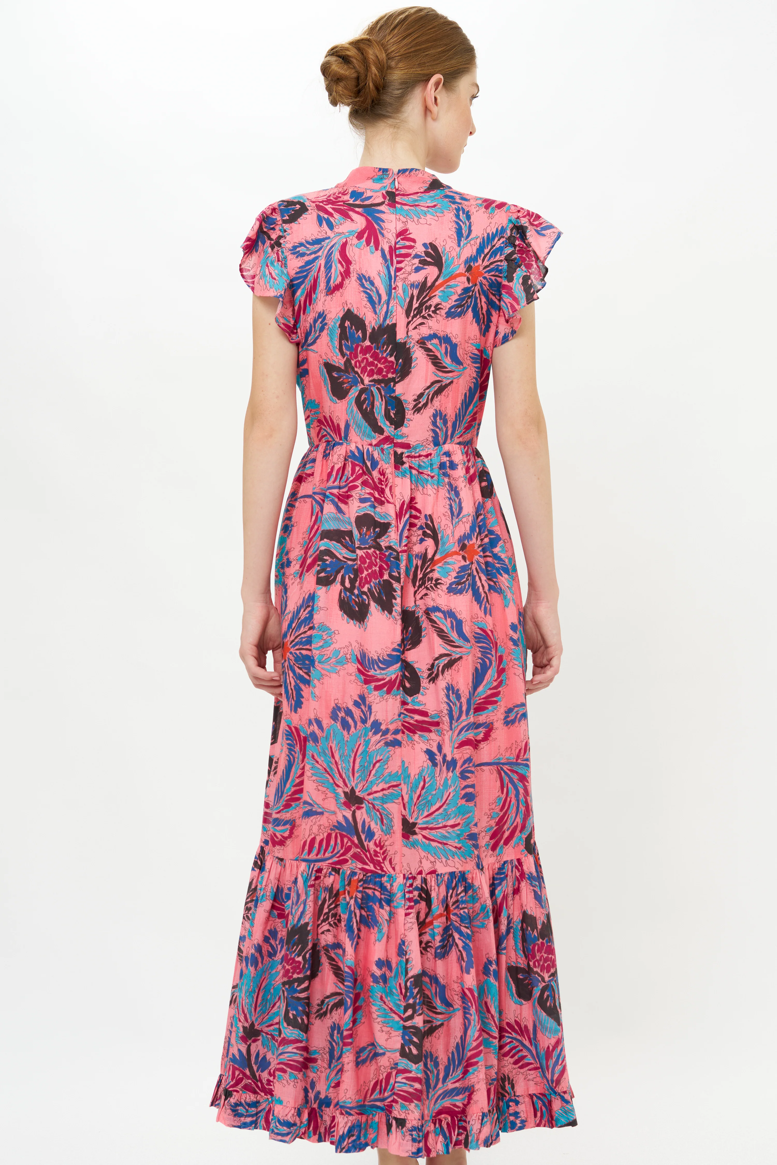 Mock Neck Flutter Maxi- Chennai Rose - Image 8