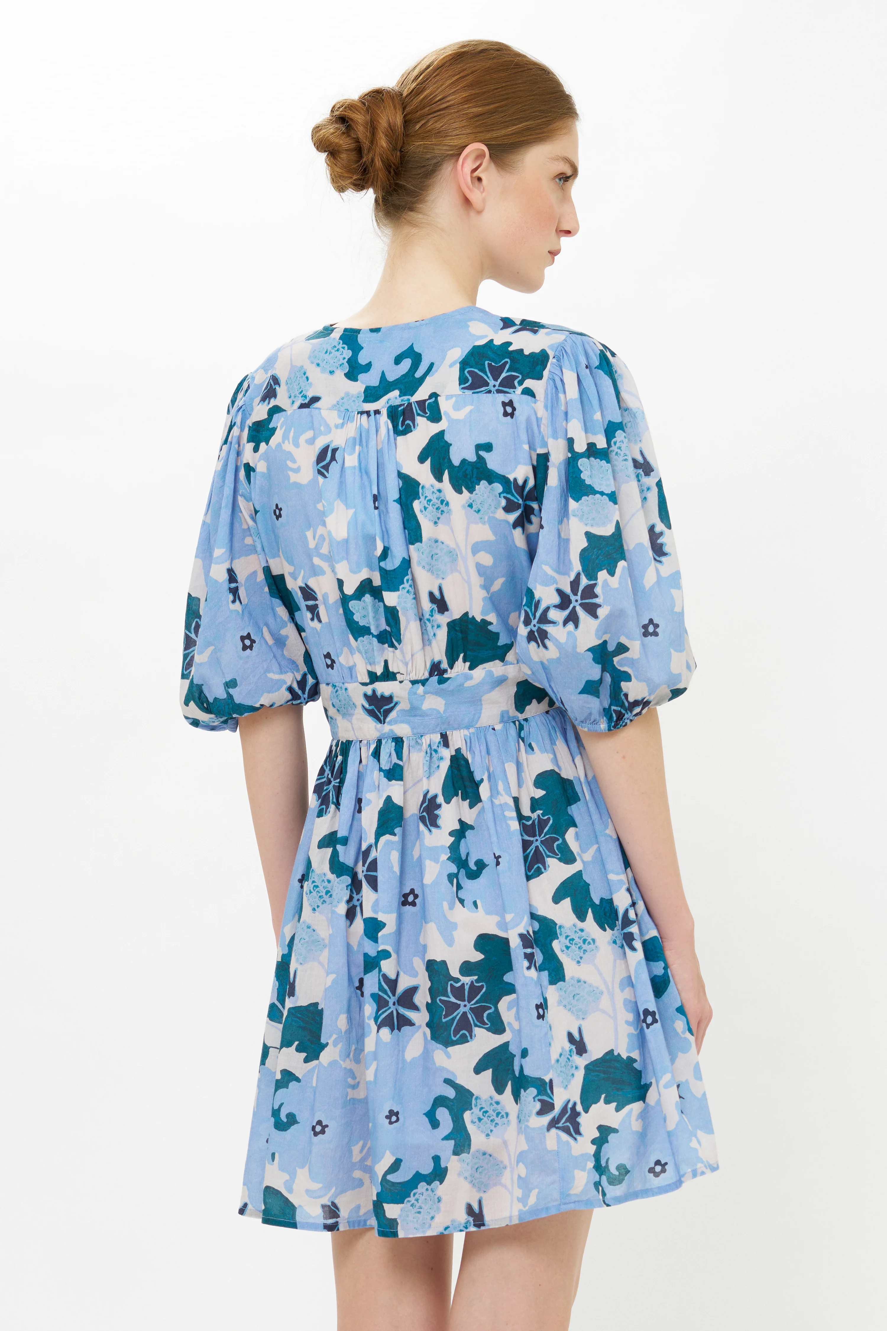 V-Neck Puff Mini- Suzani Blue - Image 9