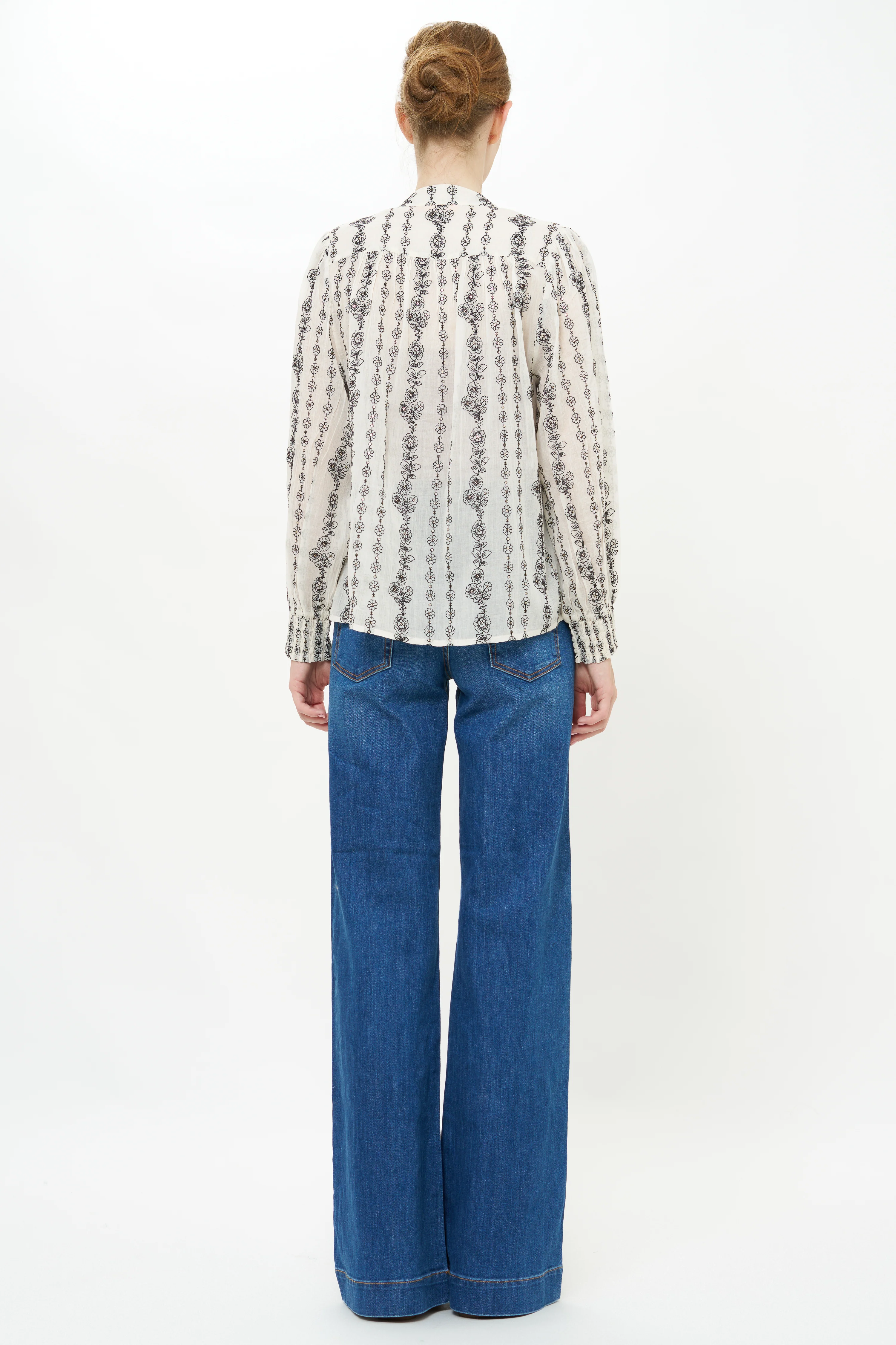 V-Neck Pintuck Blouse- Petal Cream - Image 3