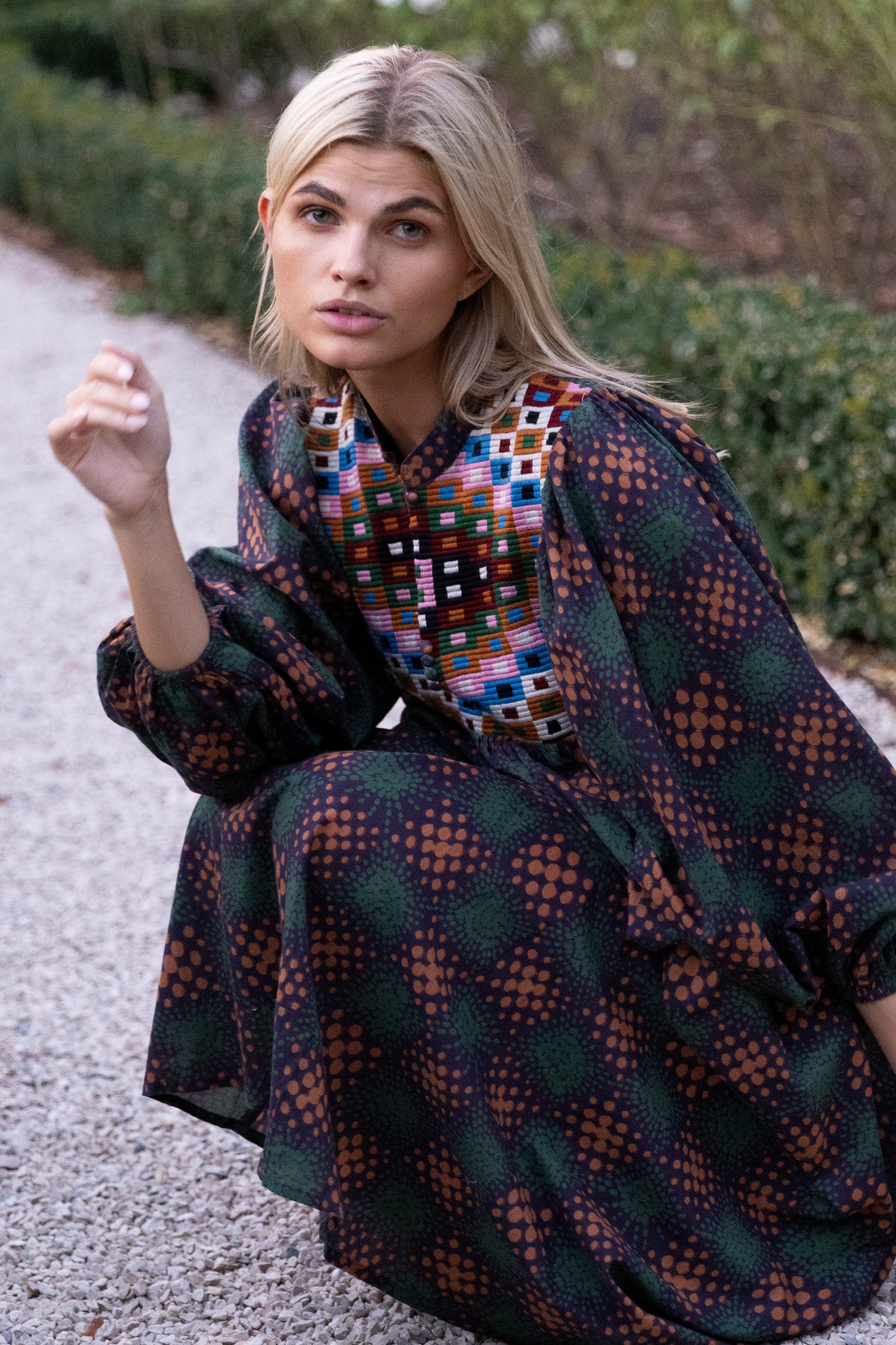 Mandarin Balloon Sleeve Midi- Matrix Forest - Image 5
