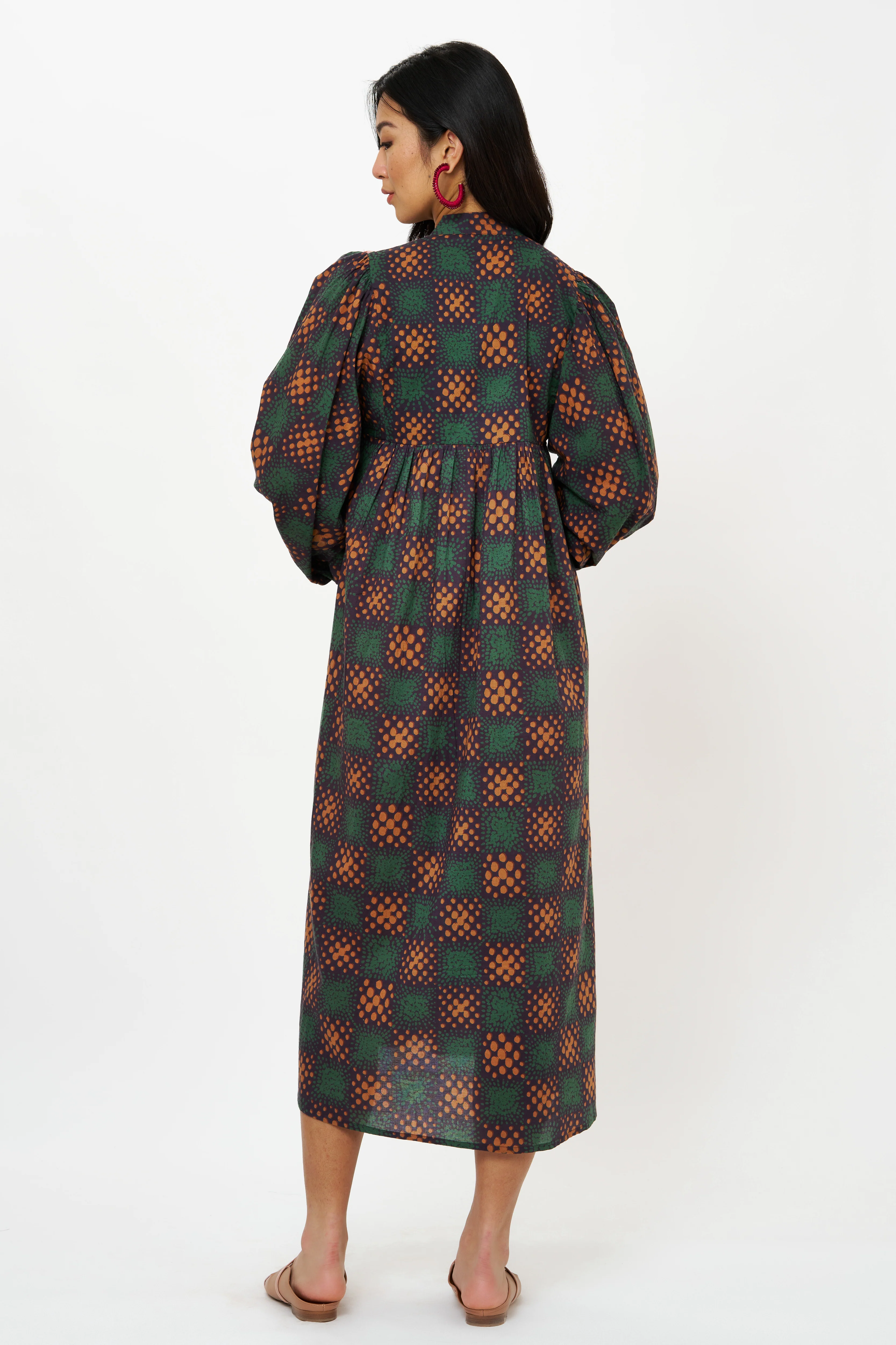 Mandarin Balloon Sleeve Midi- Matrix Forest - Image 8