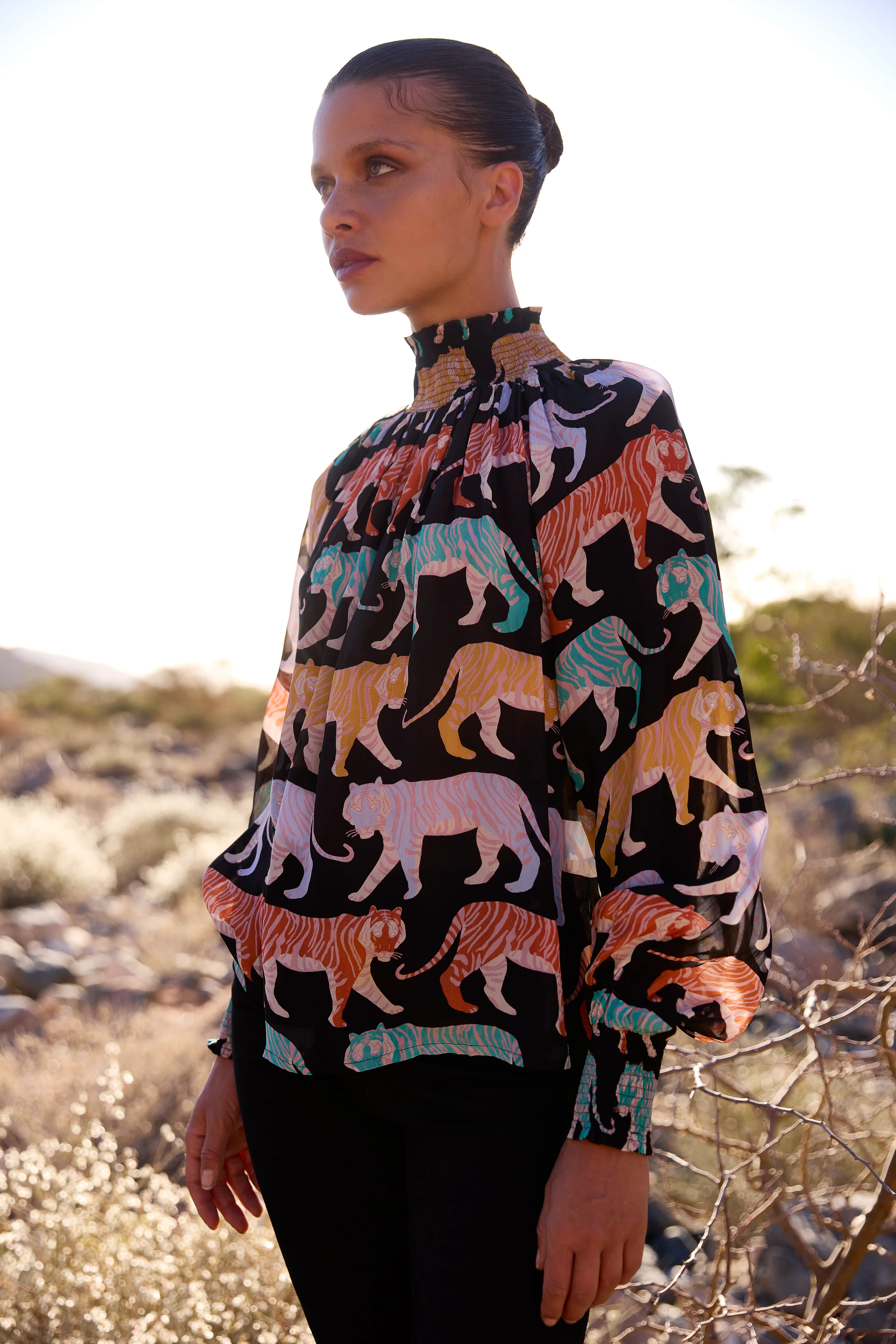High Neck Blouse- Raj Black - Image 4