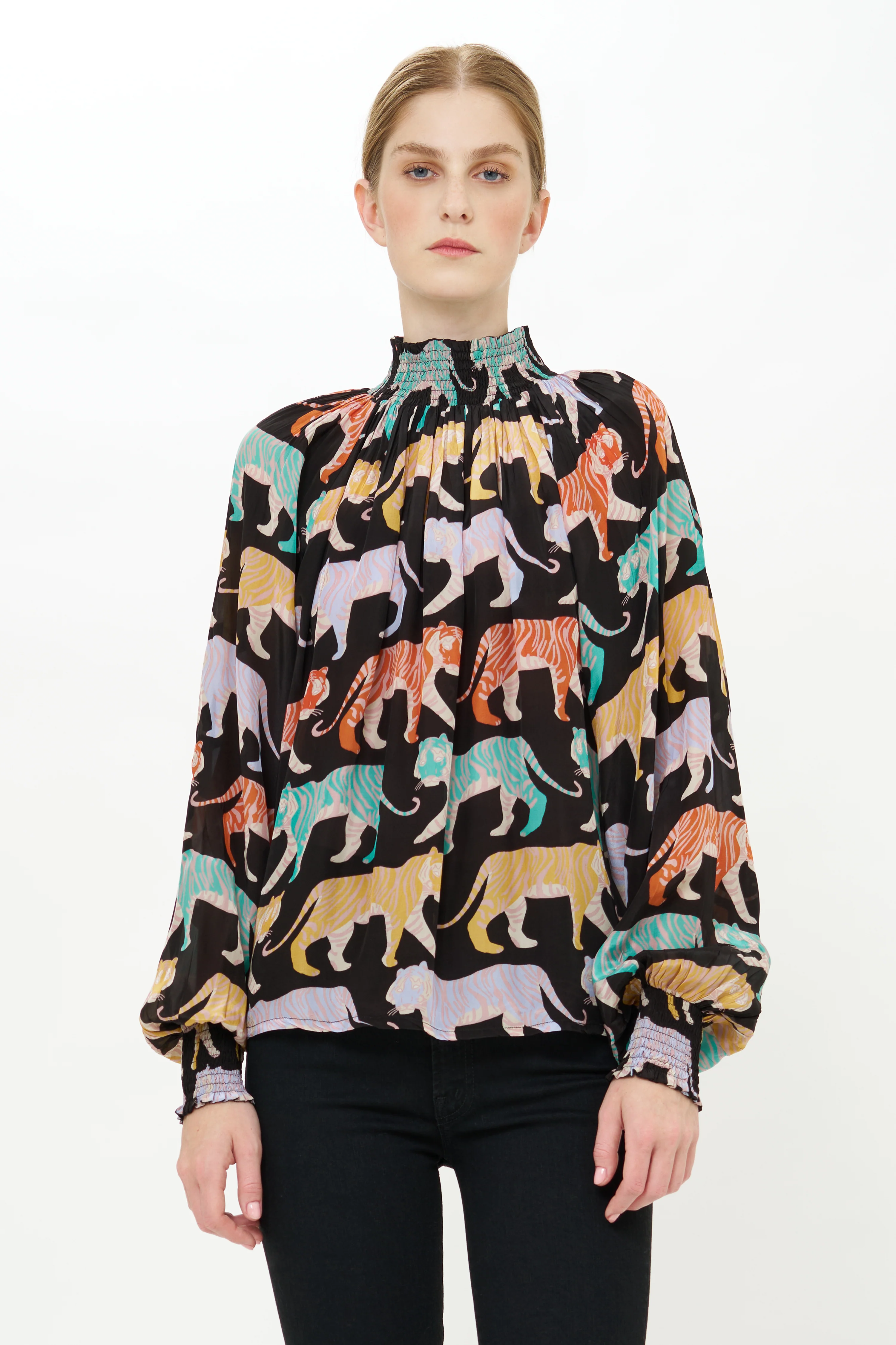 High Neck Blouse- Raj Black - Image 5