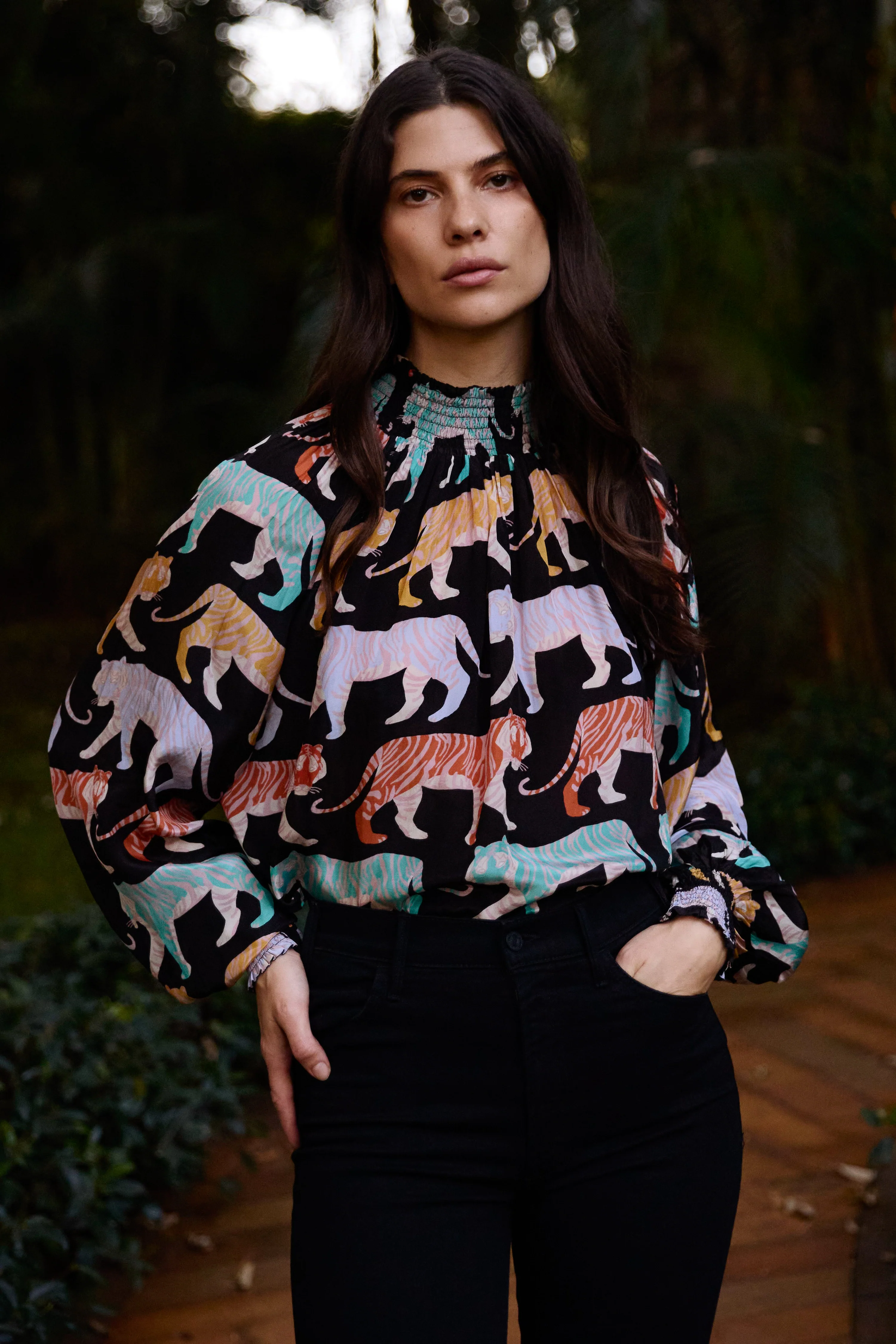 High Neck Blouse- Raj Black - Image 8