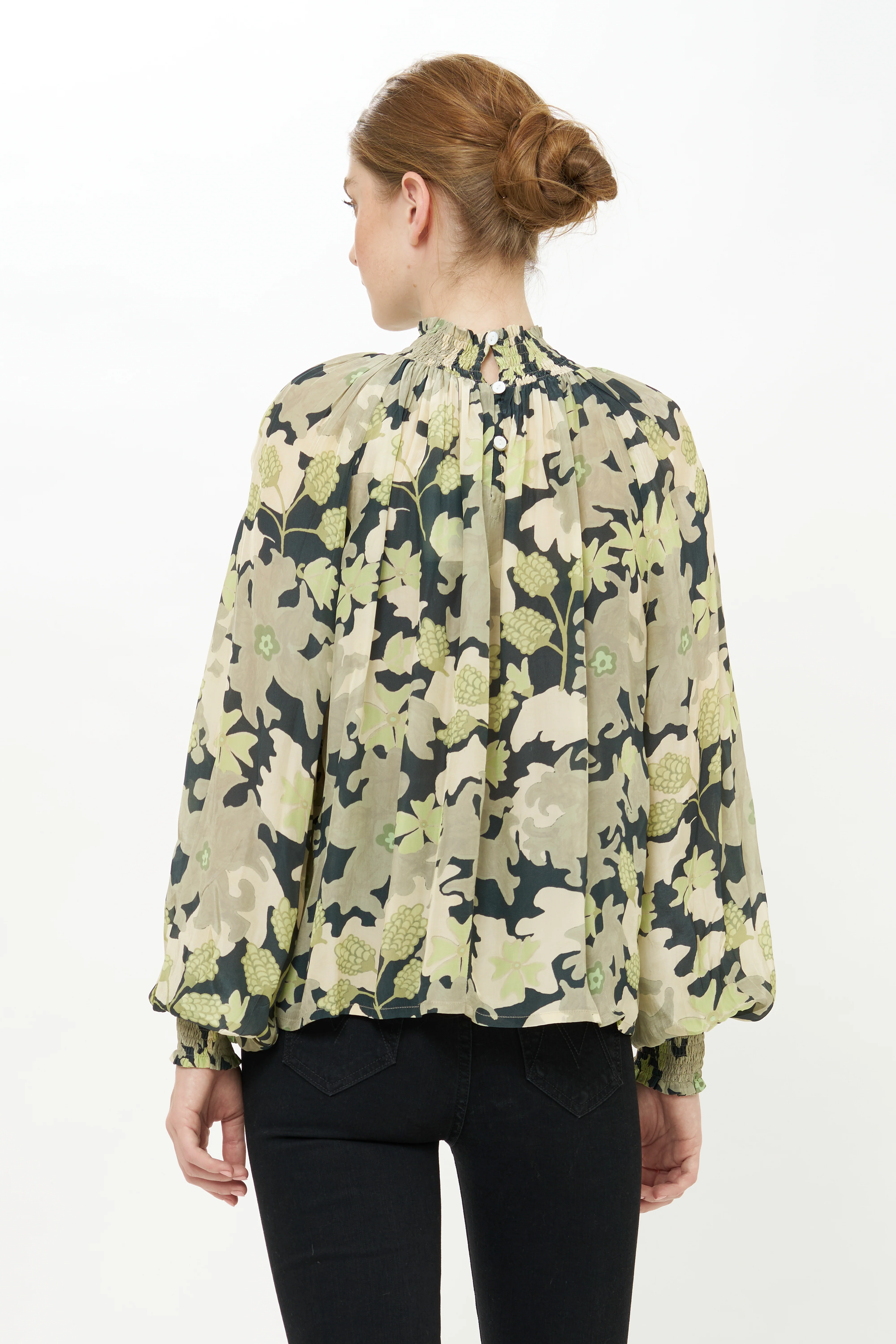 High Neck Blouse- Suzani Charcoal - Image 3