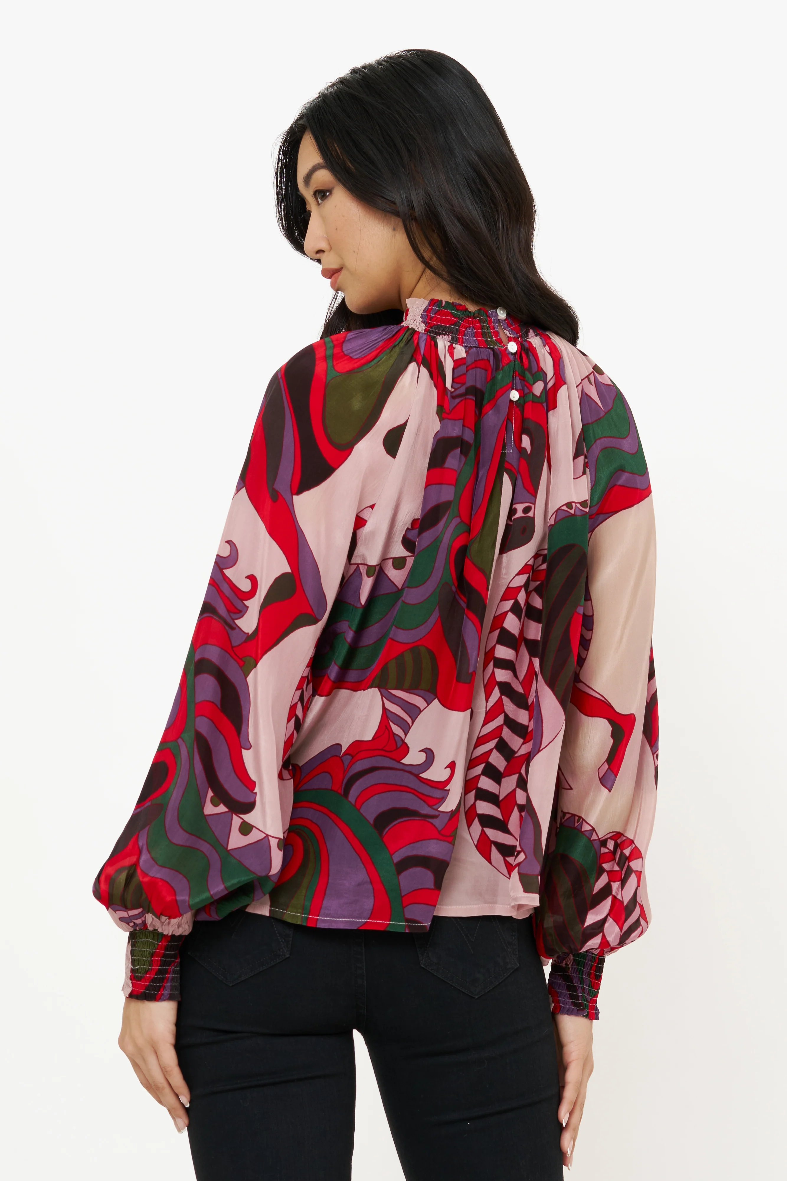 High Neck Blouse- Arabia Crimson - Image 3