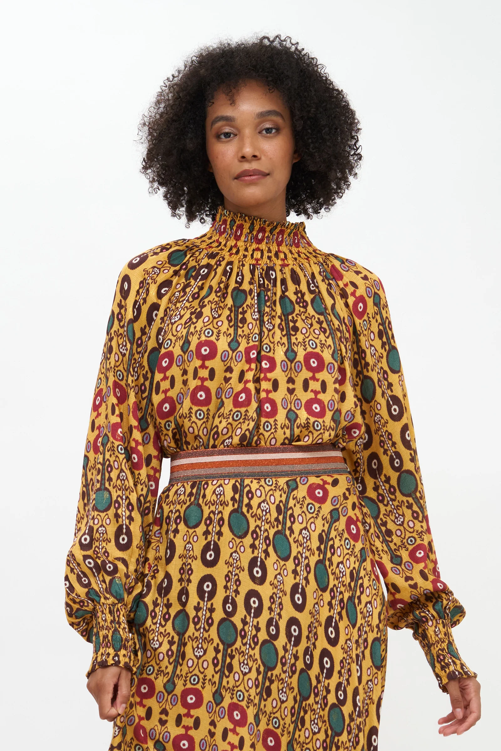 High Neck Blouse- Fortela Saffron - Image 2