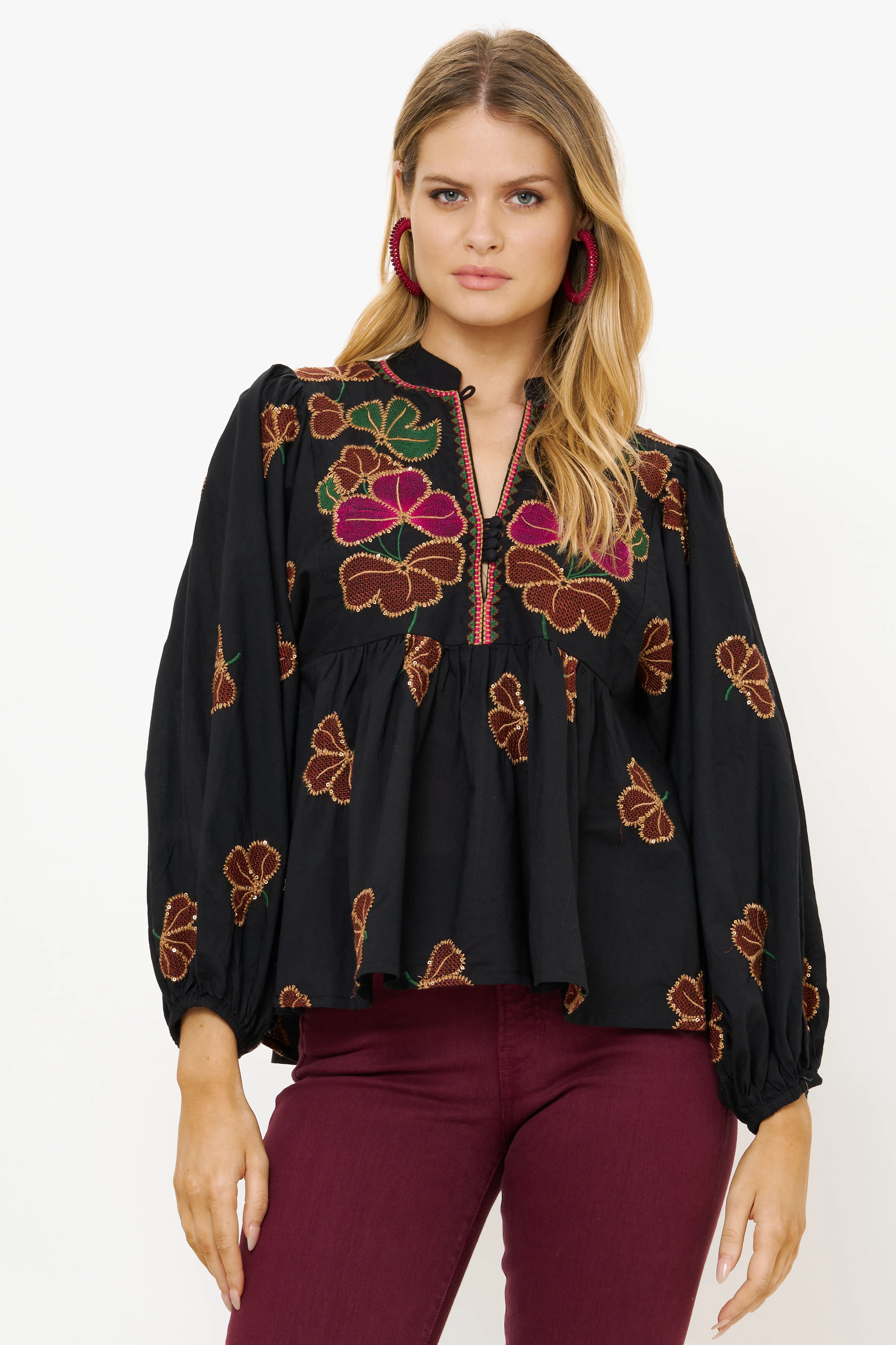 Mandarin Balloon Top- Almay Black - Image 5