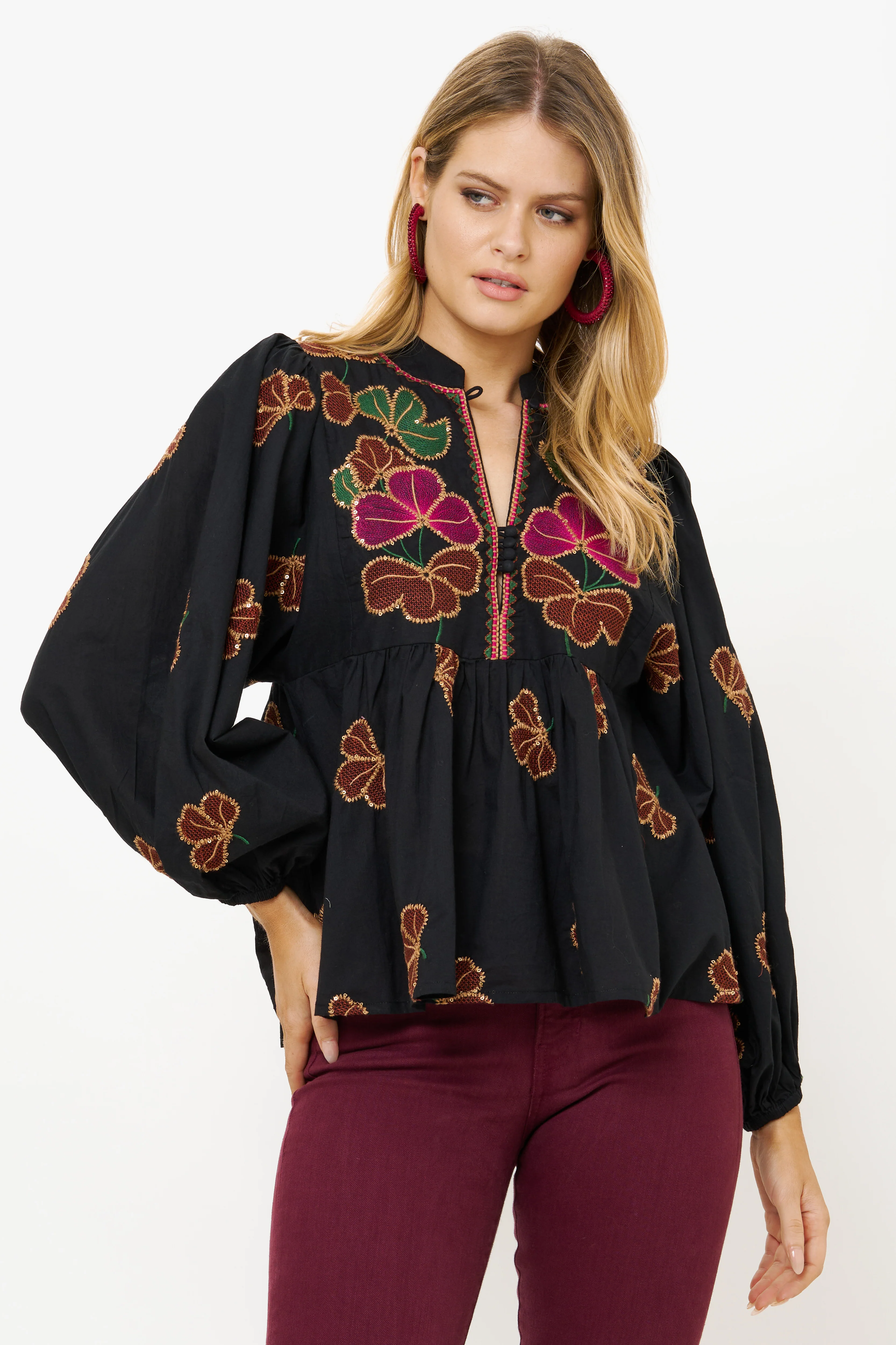 Mandarin Balloon Top- Almay Black - Image 6