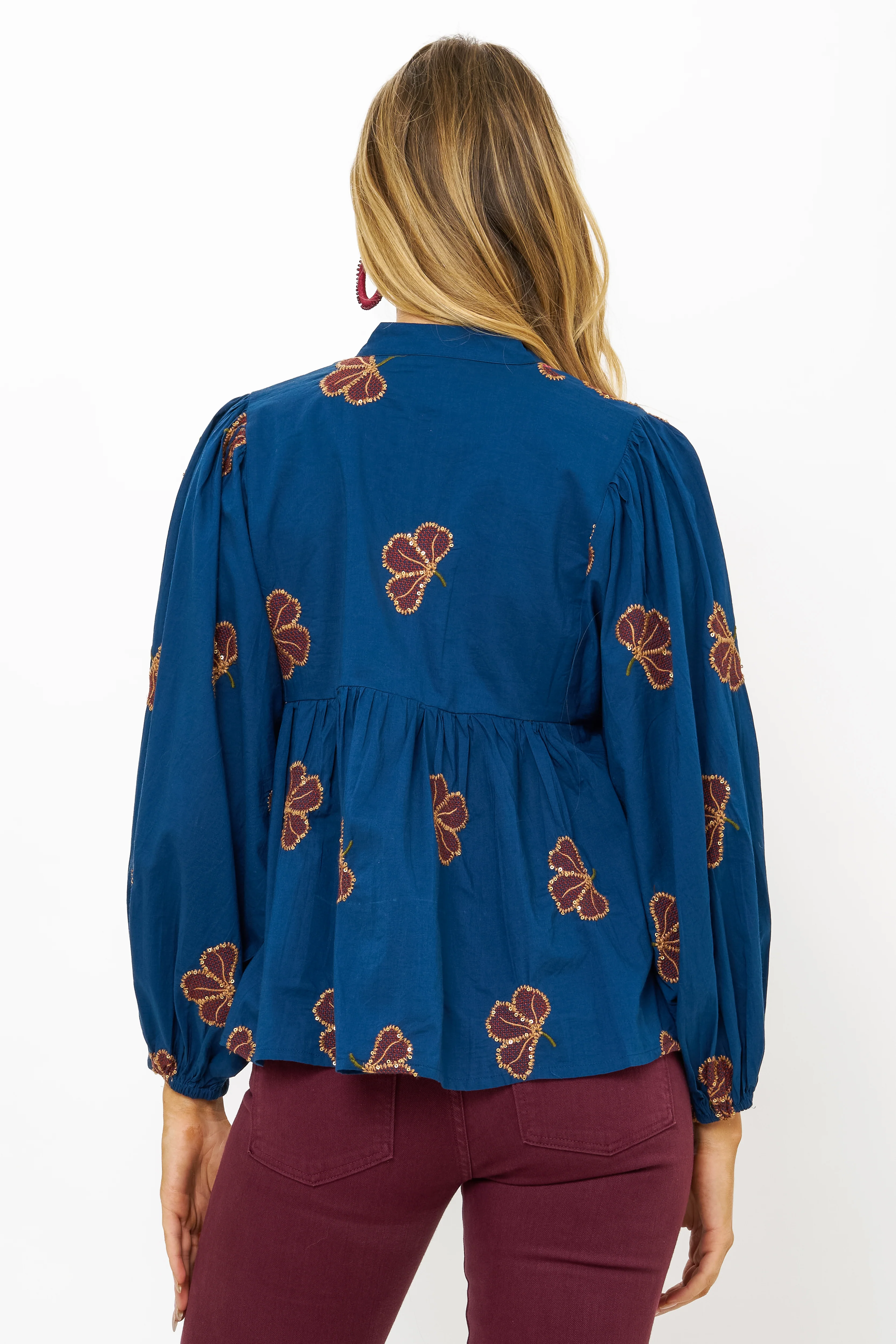 Mandarin Balloon Top- Almay Blue - Image 5
