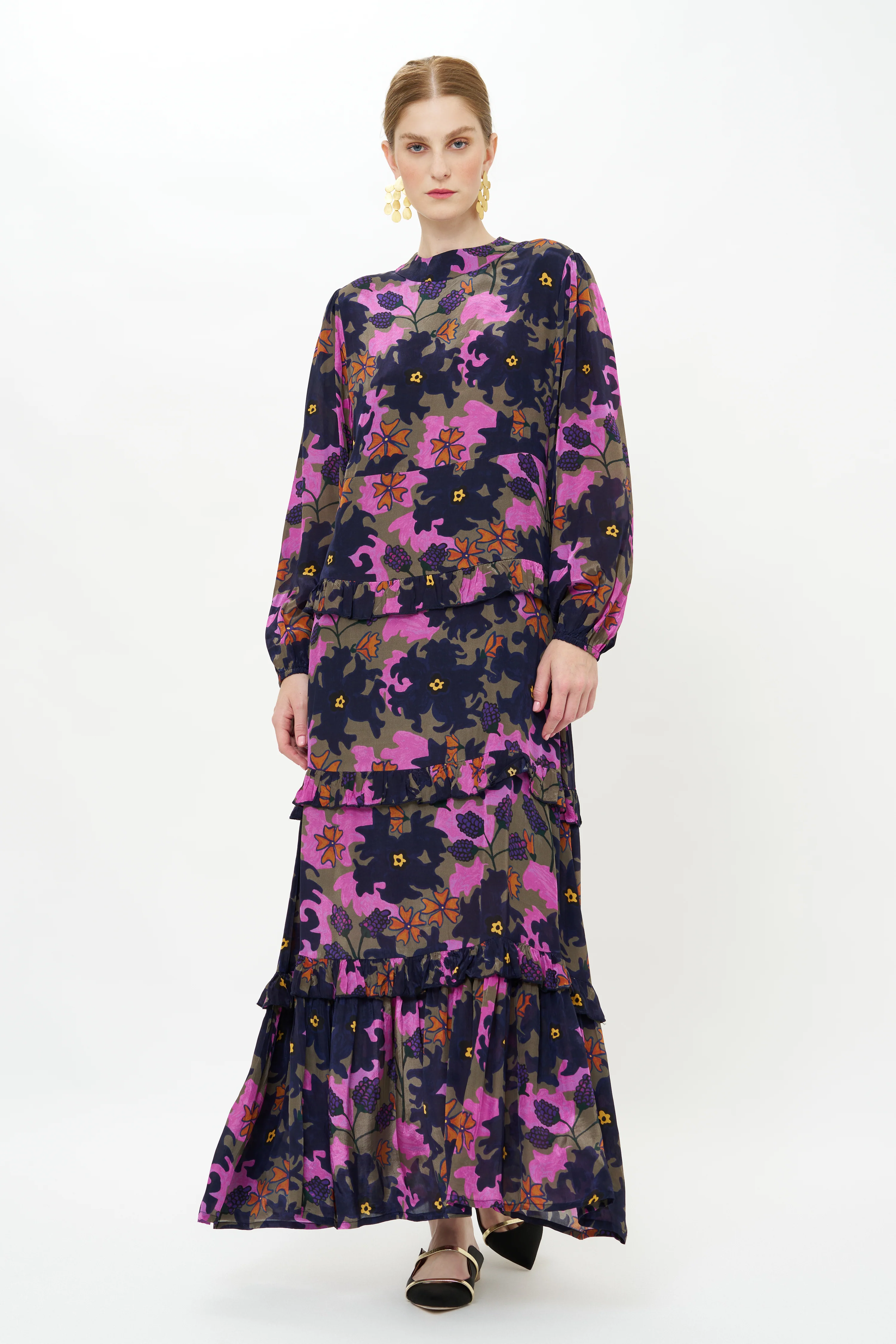Mock Neck Maxi- Suzani Navy - Image 3