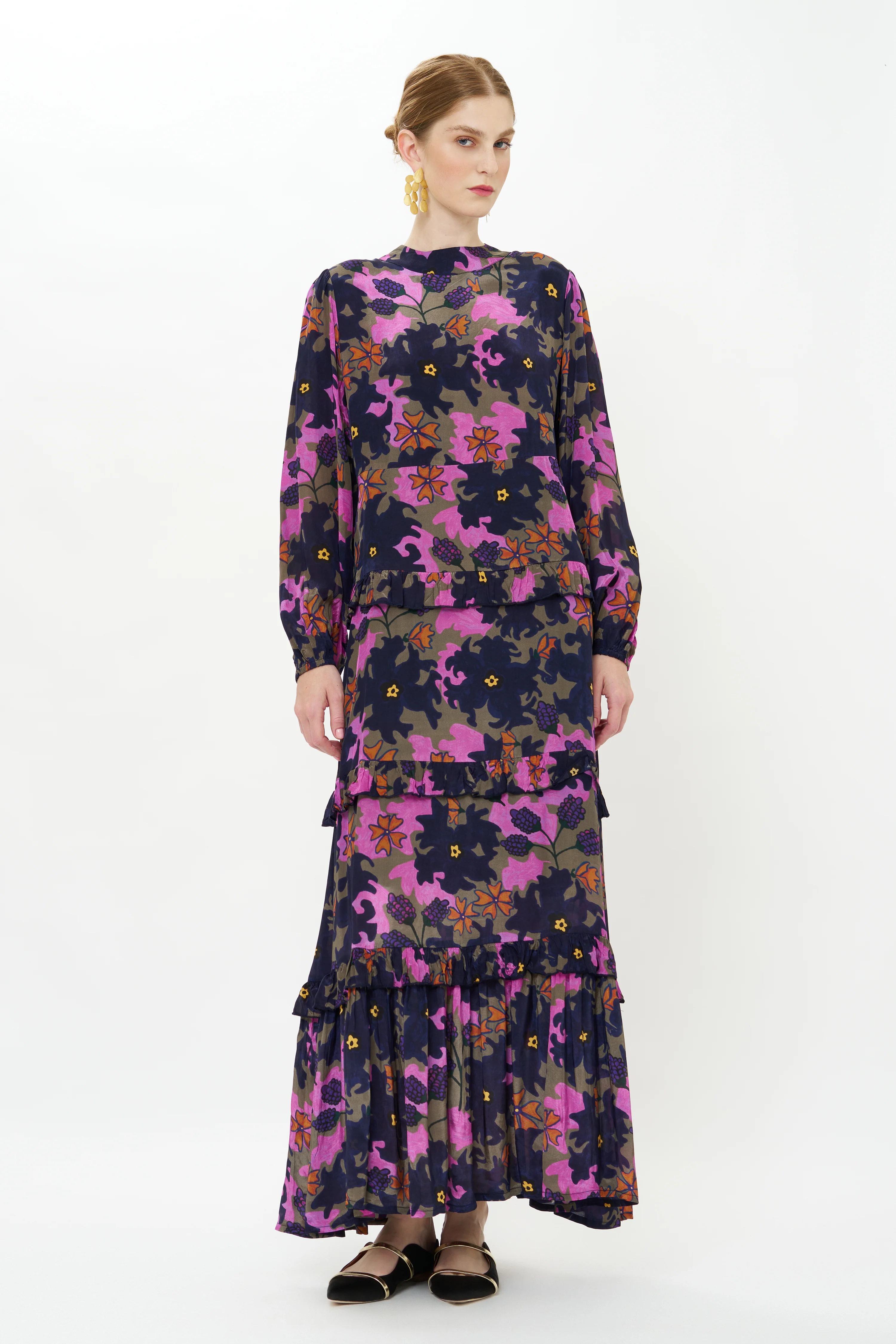 Mock Neck Maxi- Suzani Navy - Image 4