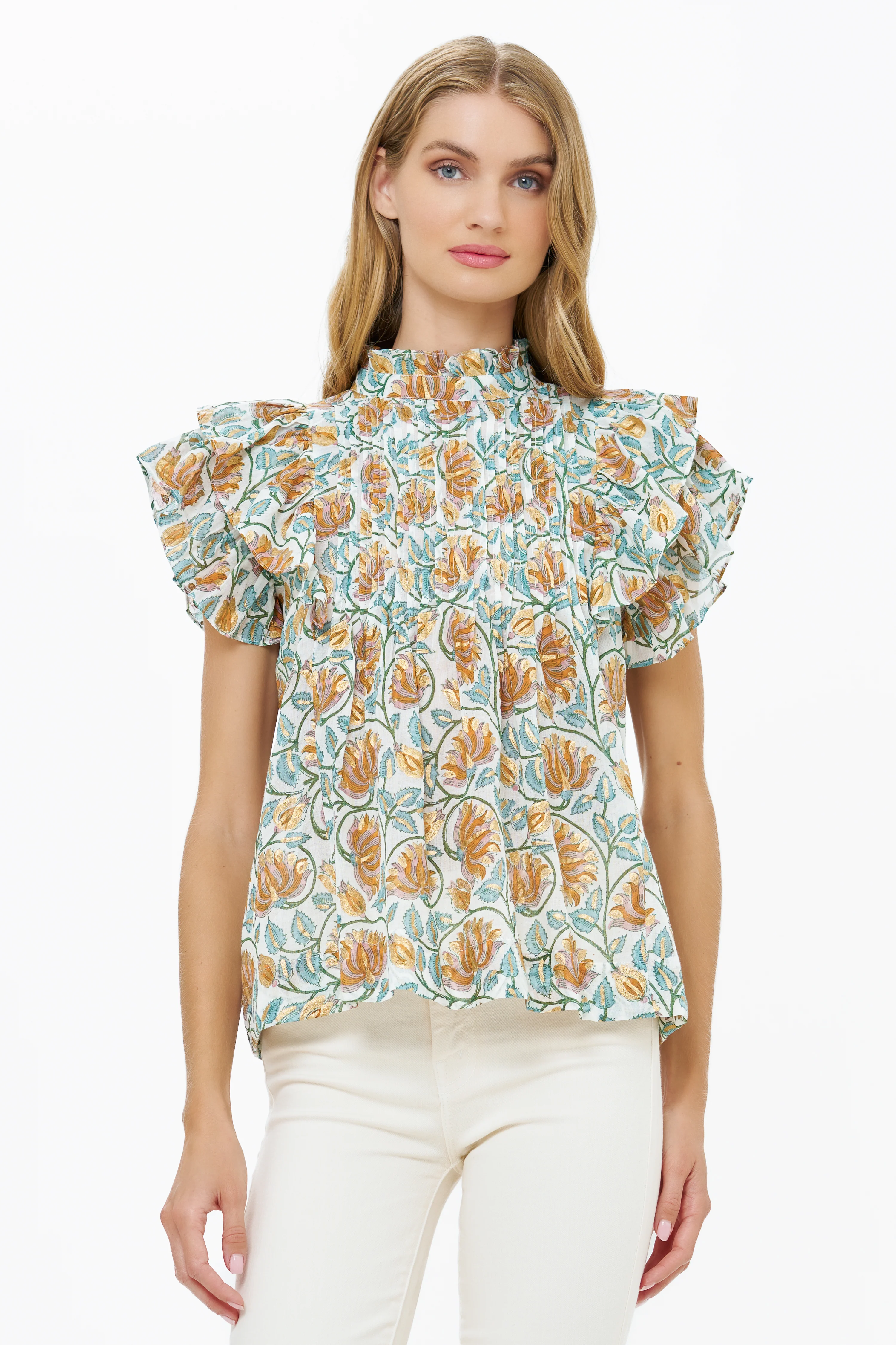 Pintuck Ruffle Top- Montenegro Green - Image 8